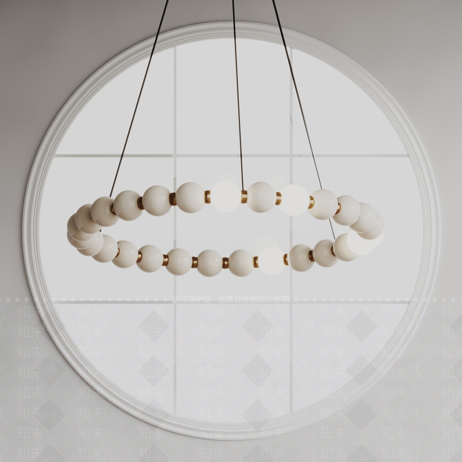 法式奶油风吊灯3D模型下载【ID:1146792954】