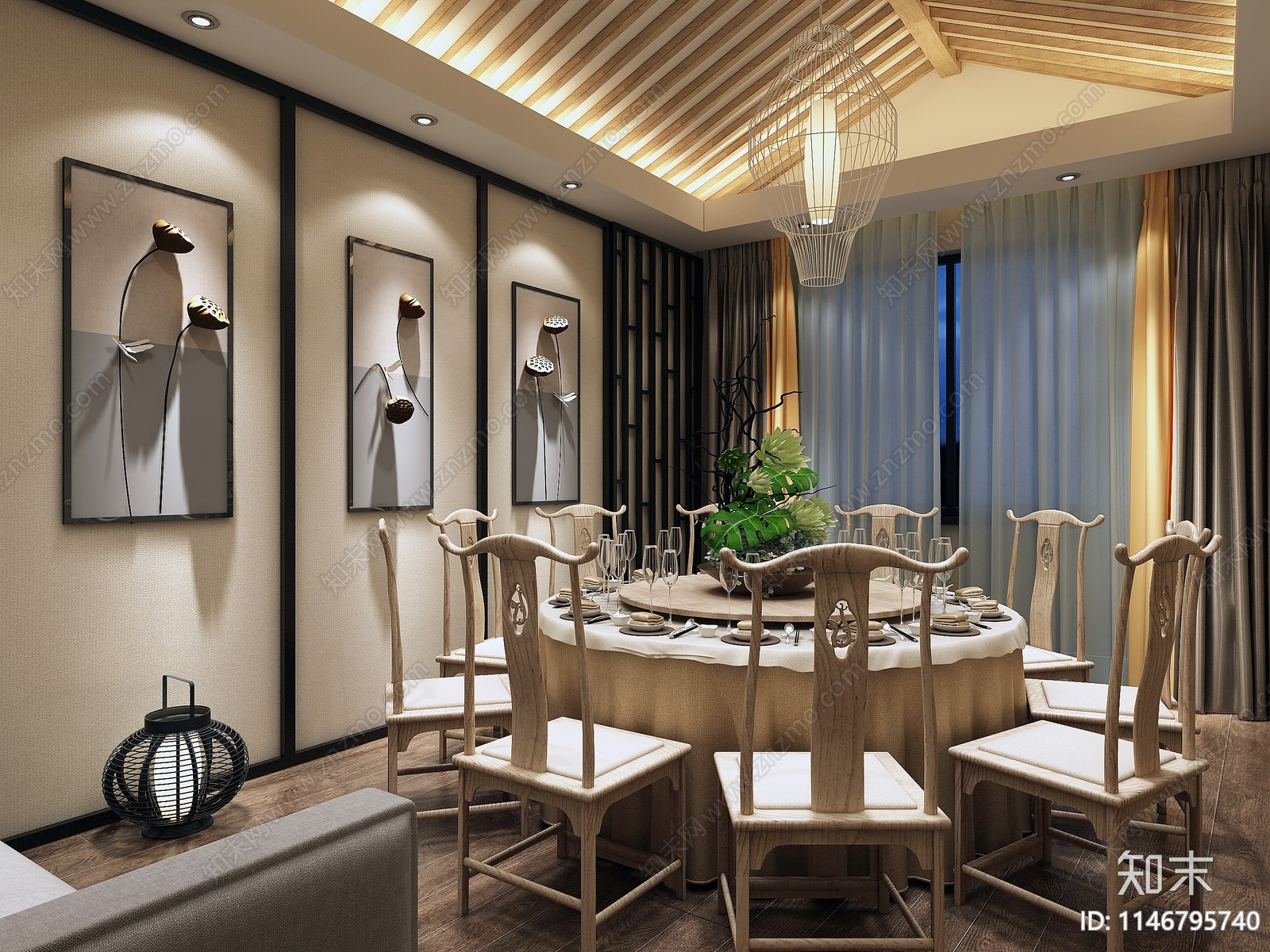 新昌妙智缘餐厅室内cad施工图下载【ID:1146795740】
