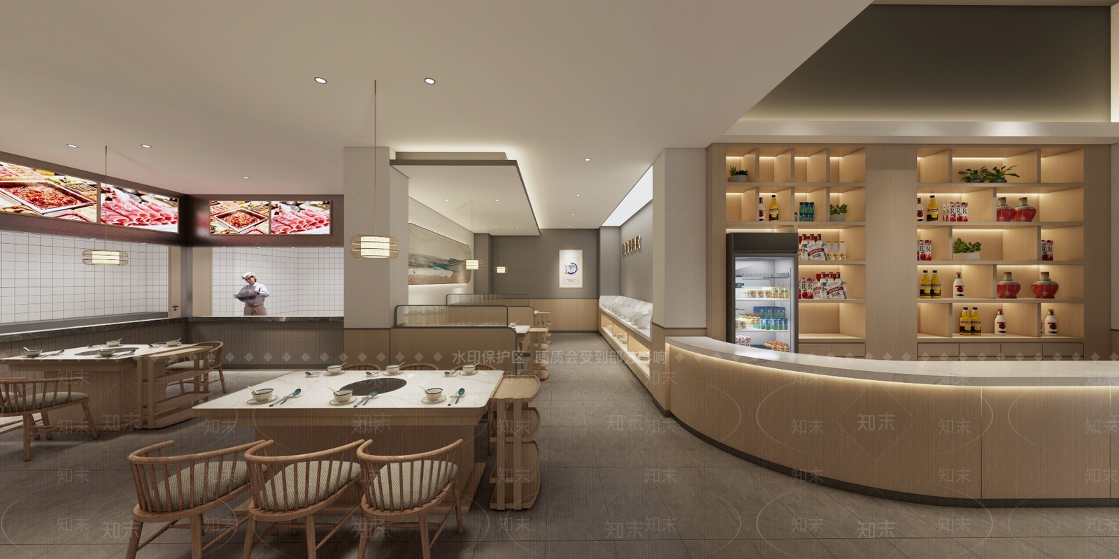 现代火锅店设计SU模型下载【ID:1146996492】