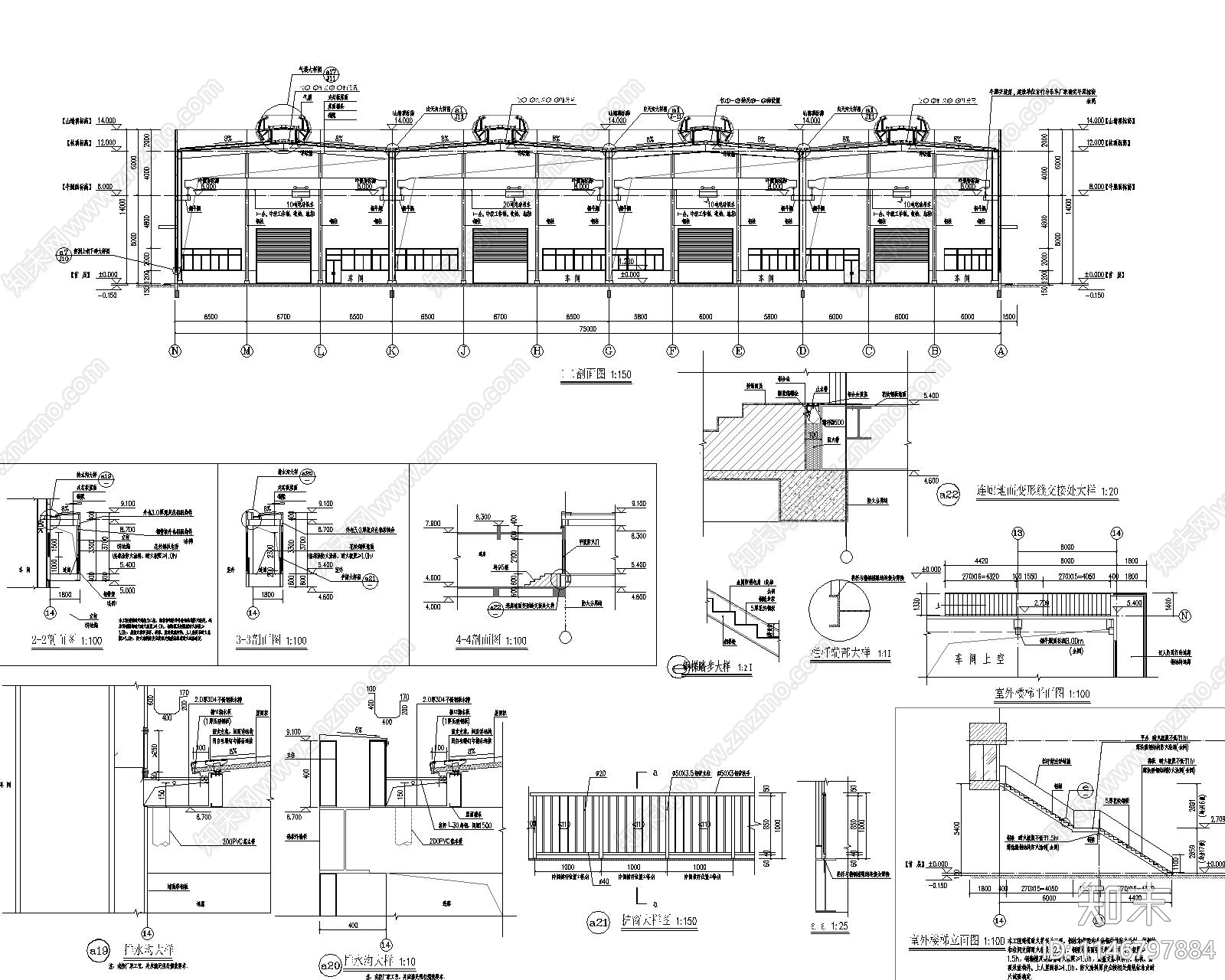 厂房车间建筑cad施工图下载【ID:1146797884】