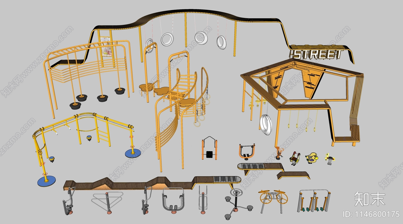 户外健身器材SU模型下载【ID:1146800175】