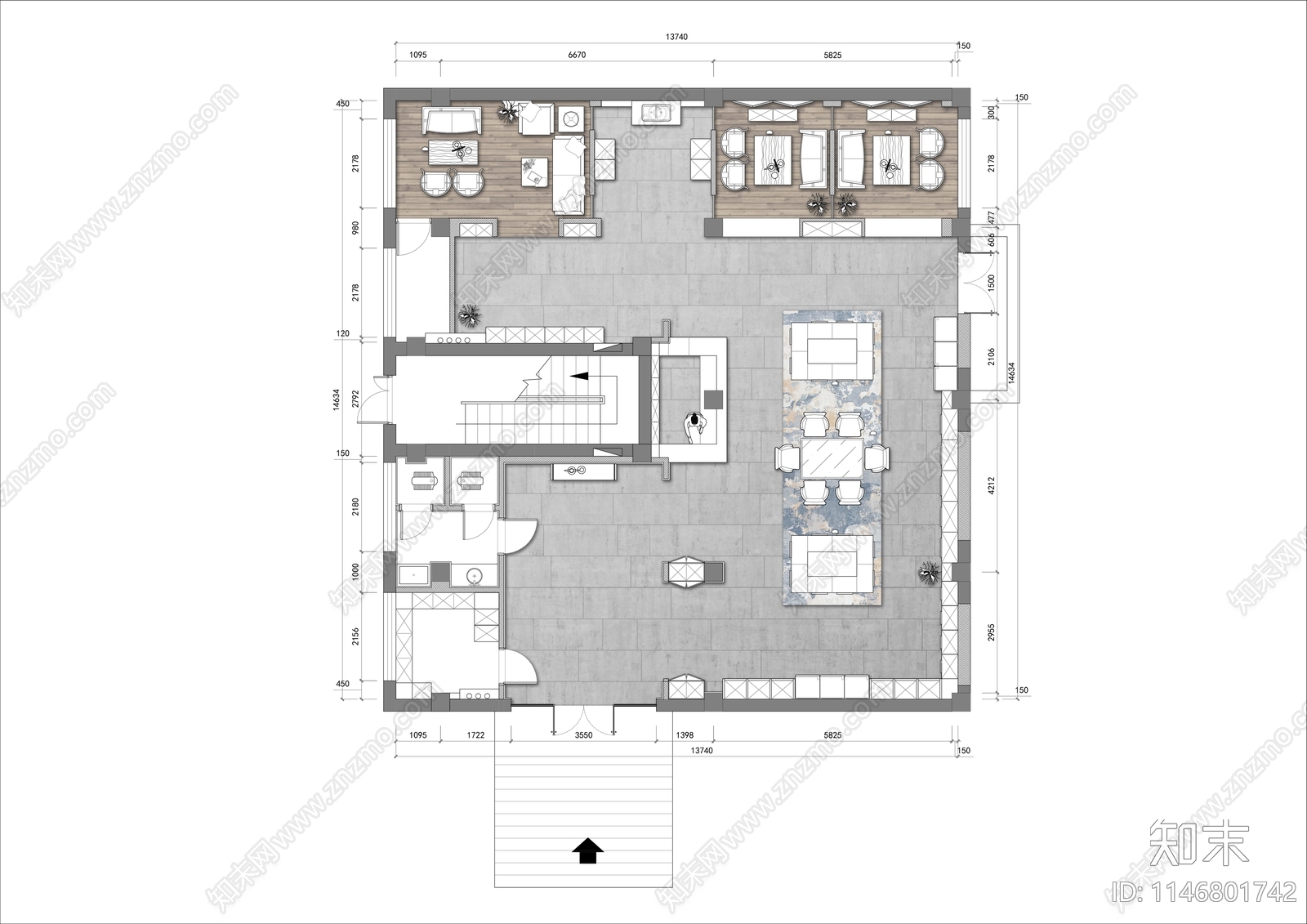 200㎡茶叶店平面施工图下载【ID:1146801742】