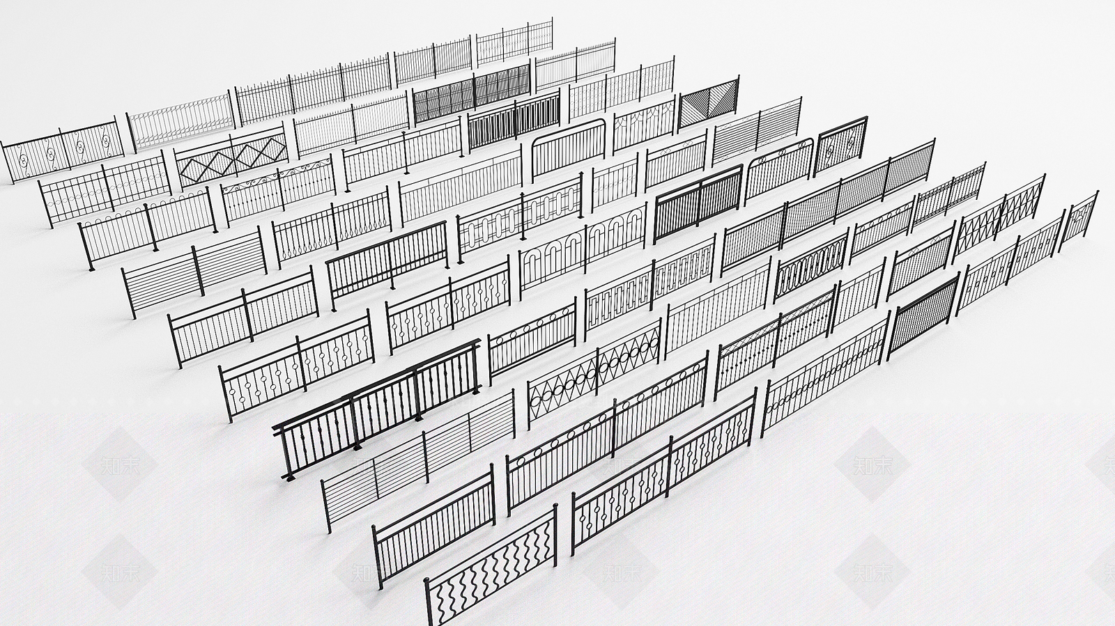 现代铁艺栏杆SU模型下载【ID:1146802433】