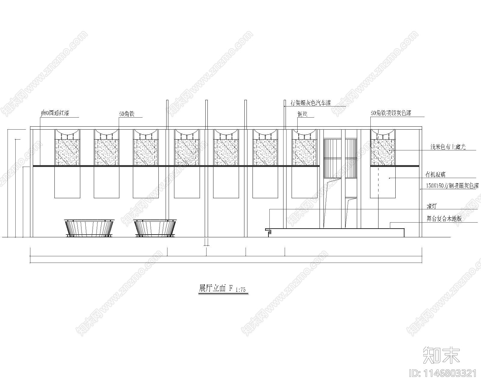 隆鑫摩托车展场室内cad施工图下载【ID:1146803321】