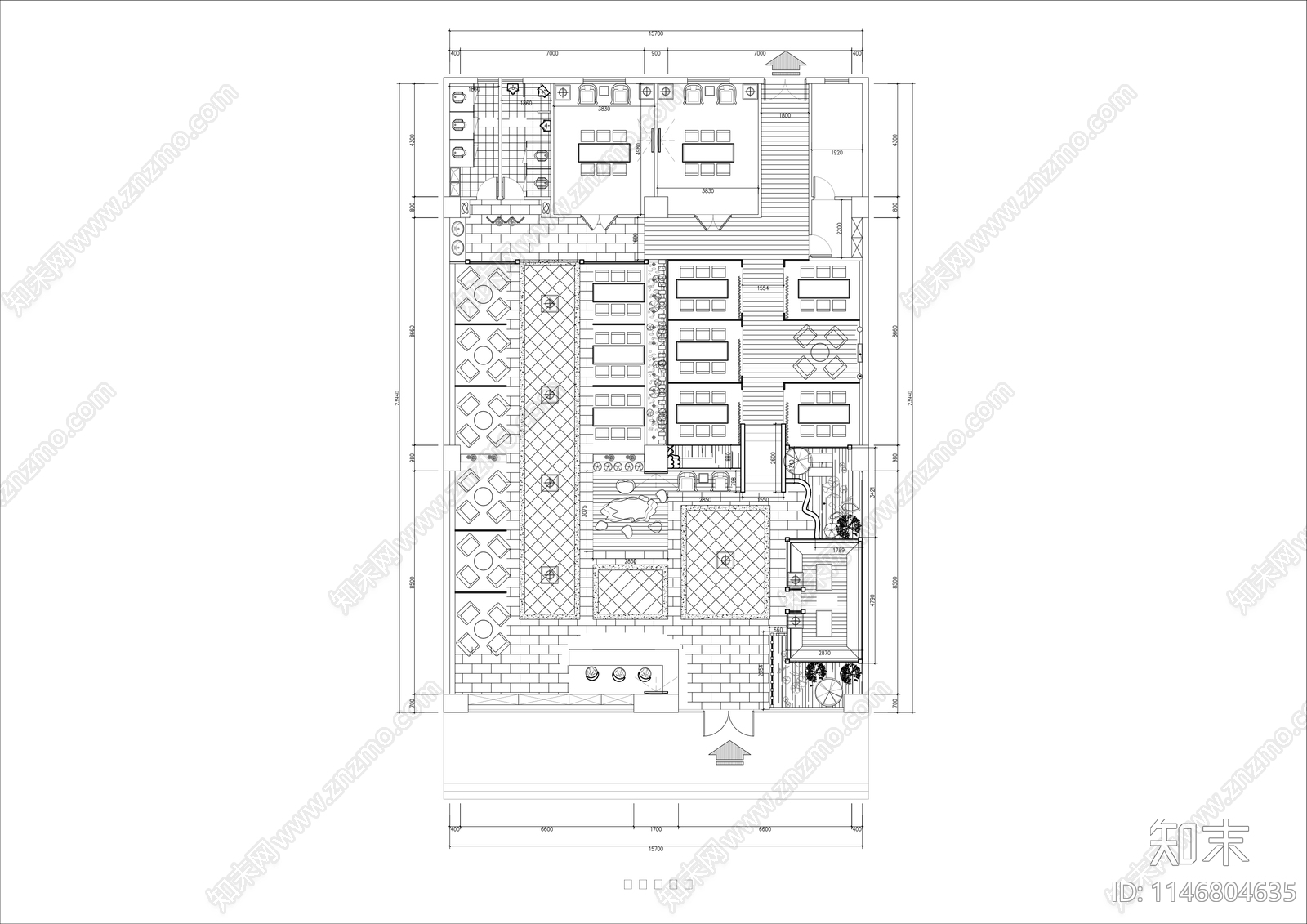 300㎡茶室平面施工图下载【ID:1146804635】