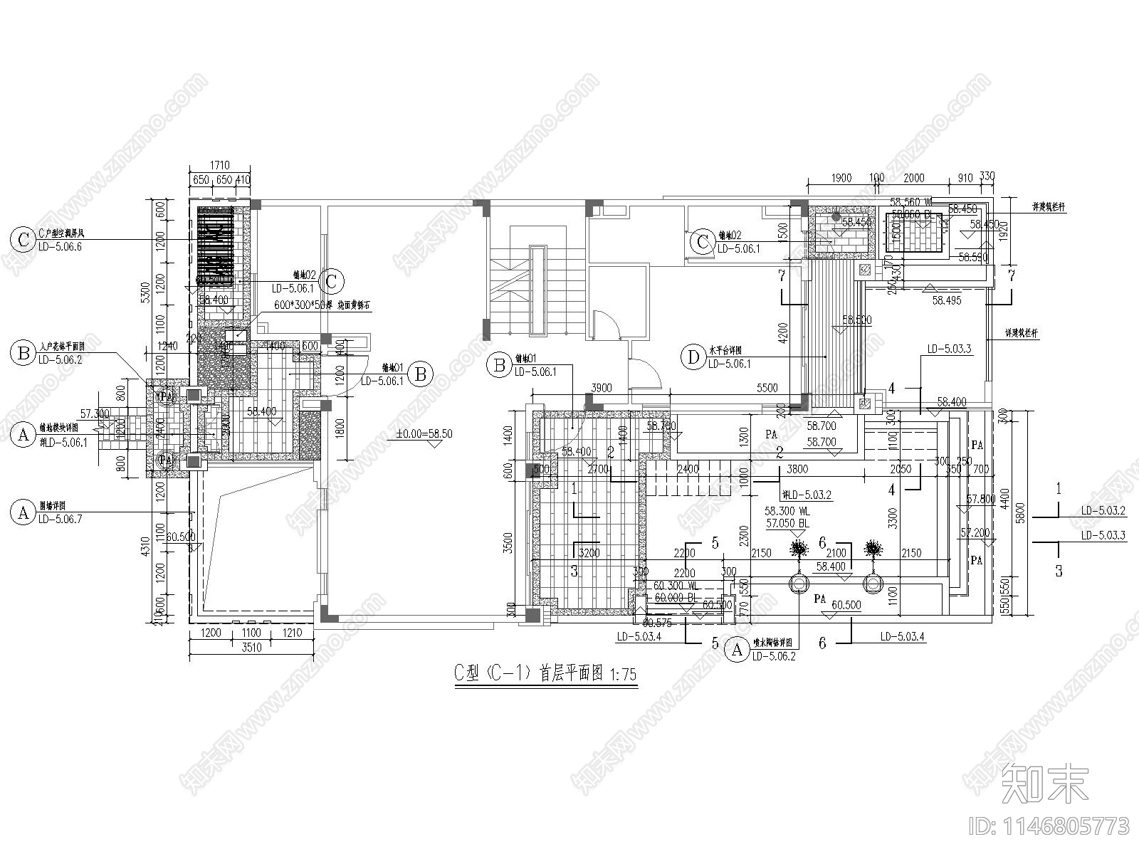 别墅景观cad施工图下载【ID:1146805773】