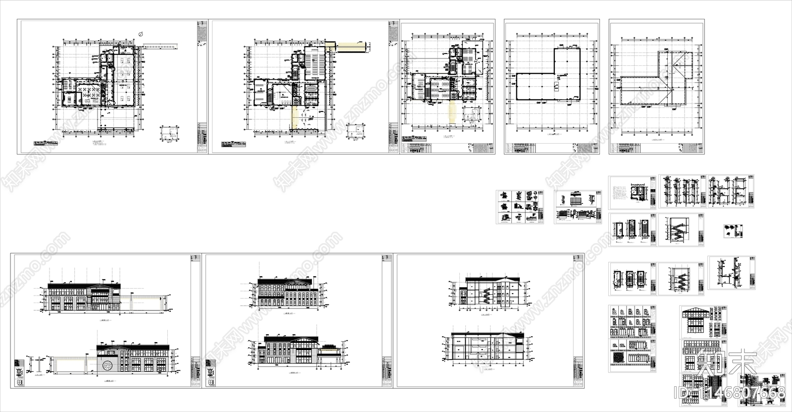 某会所建筑cad施工图下载【ID:1146807668】