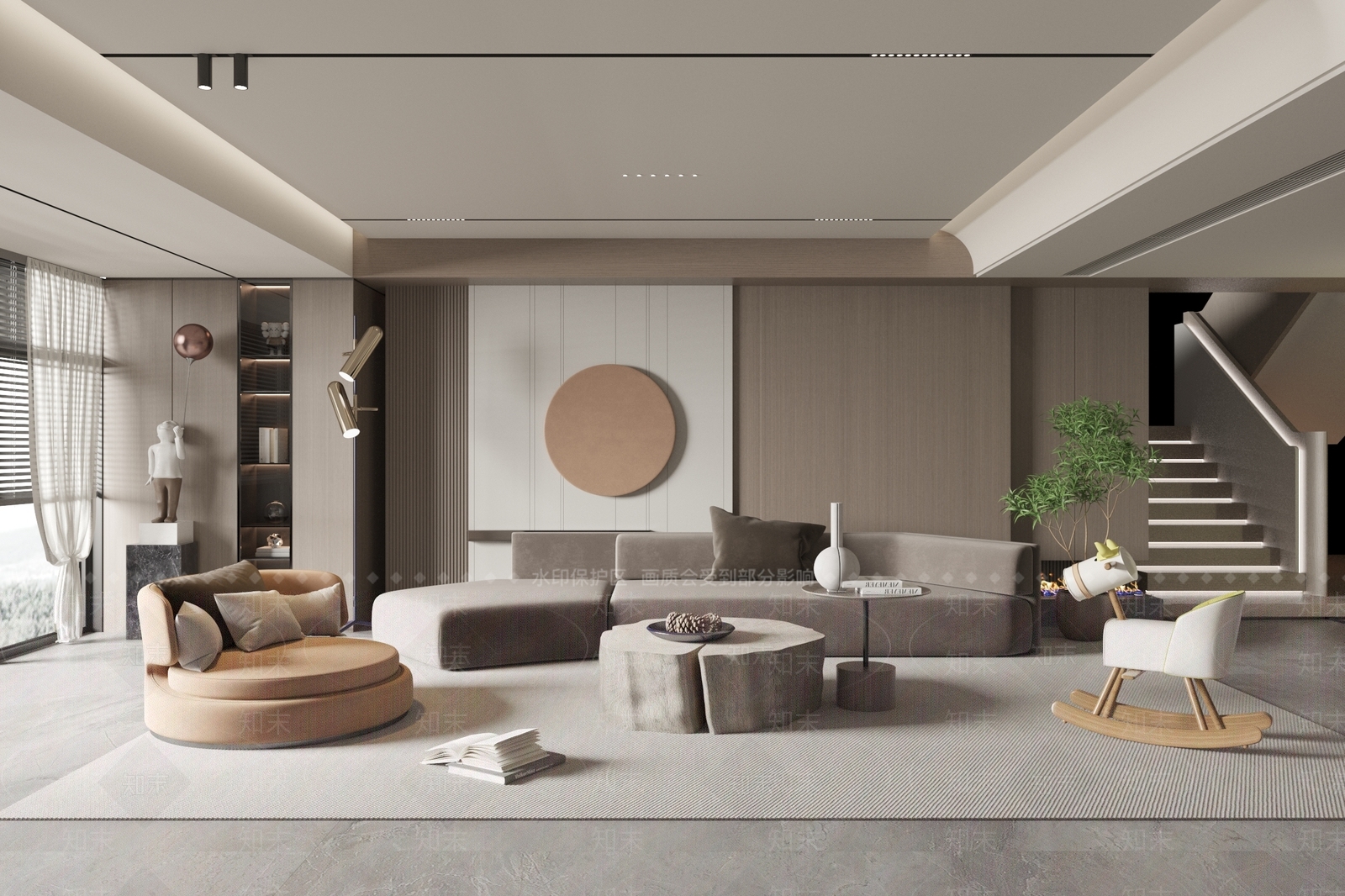 现代别墅客厅SU模型下载【ID:1146809457】