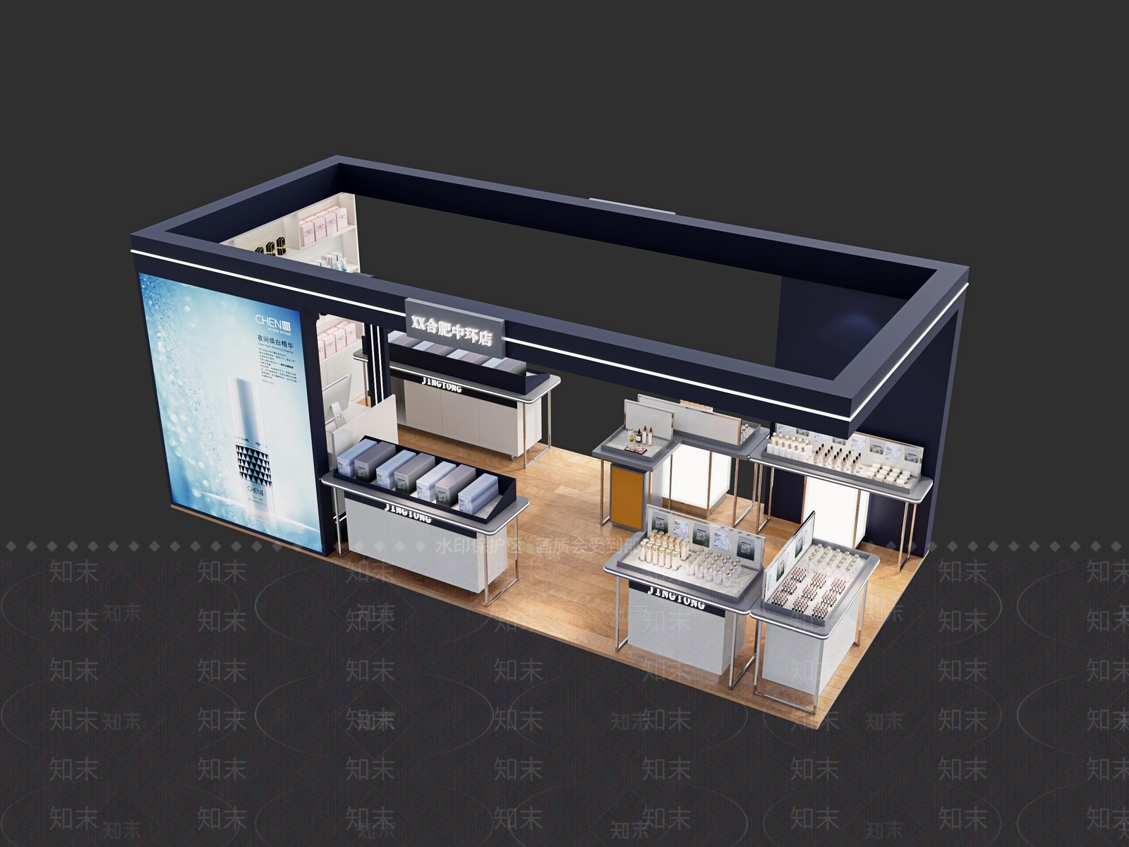 现代轻奢风美妆店铺鸟瞰3D模型下载【ID:1146816078】