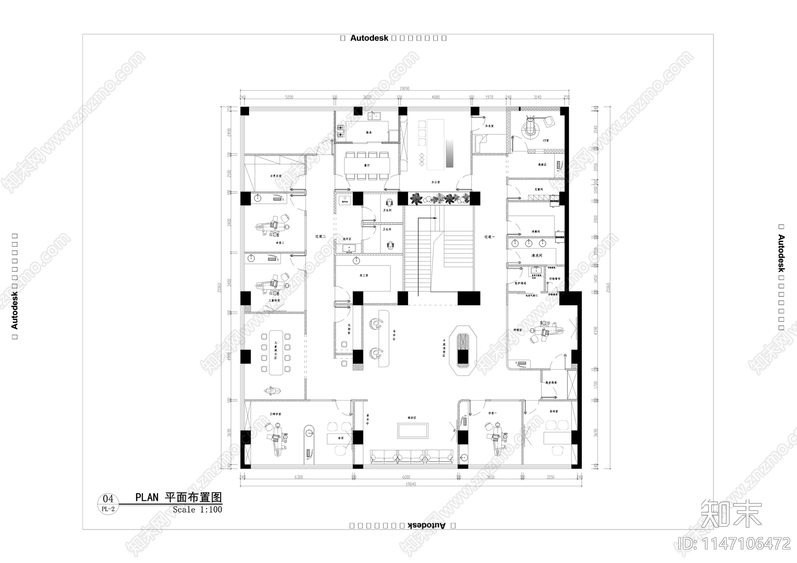 现代口腔诊所室内施工图下载【ID:1147106472】