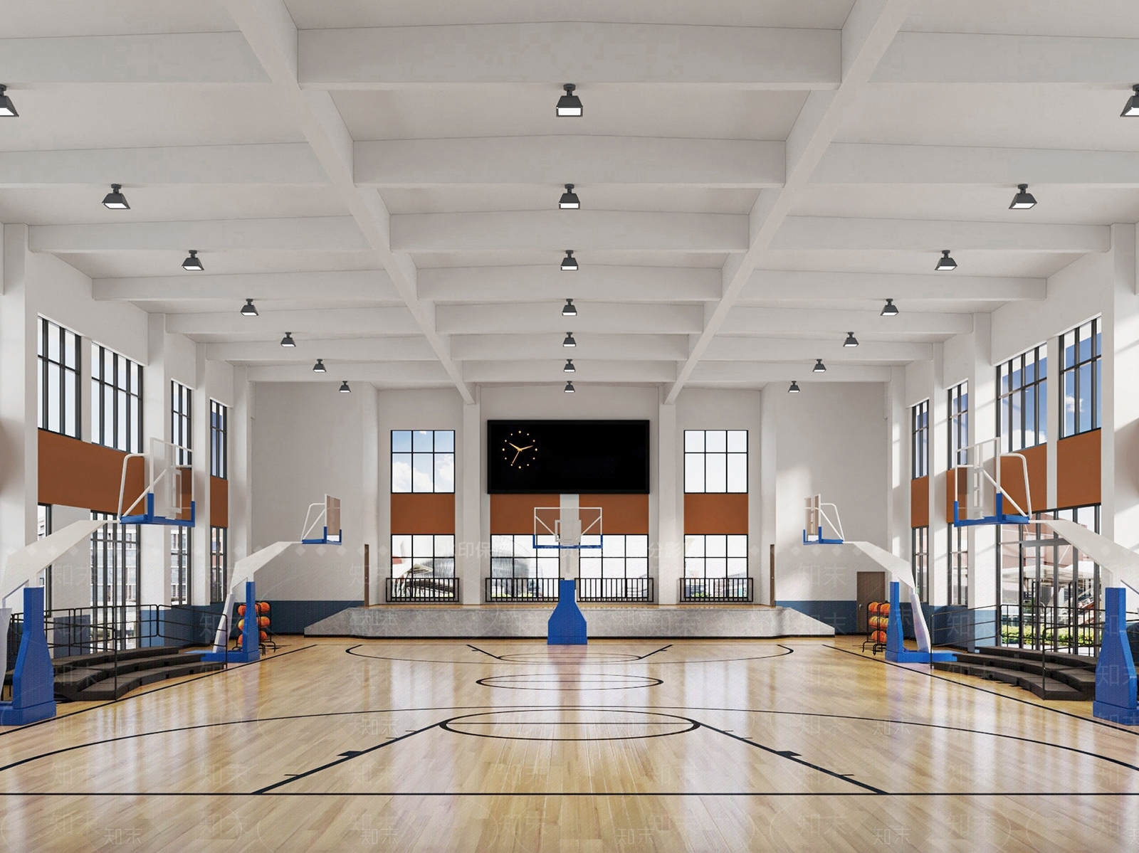 现代简约篮球馆3D模型下载【ID:1146822166】
