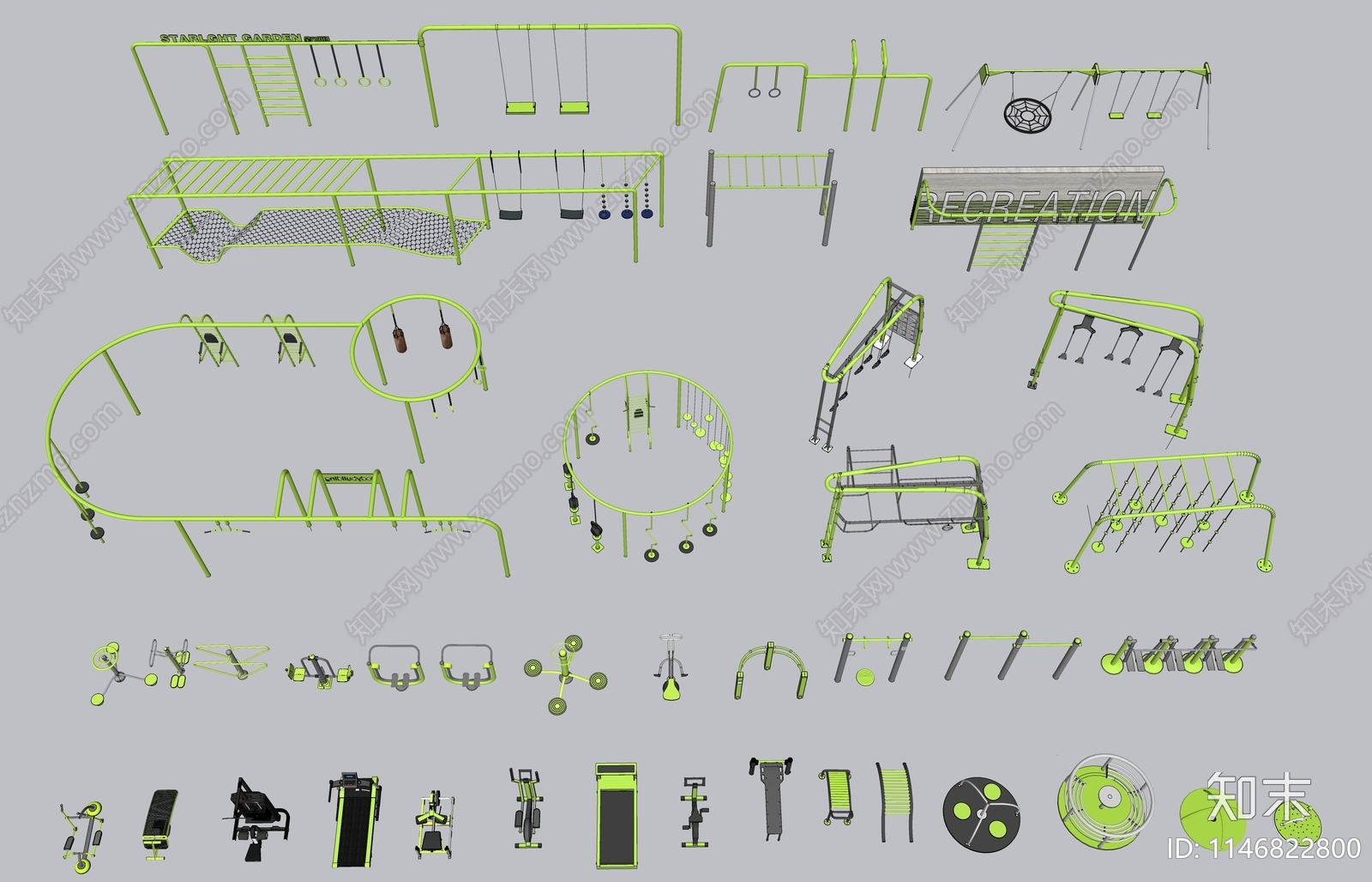 户外健身器材SU模型下载【ID:1146822800】