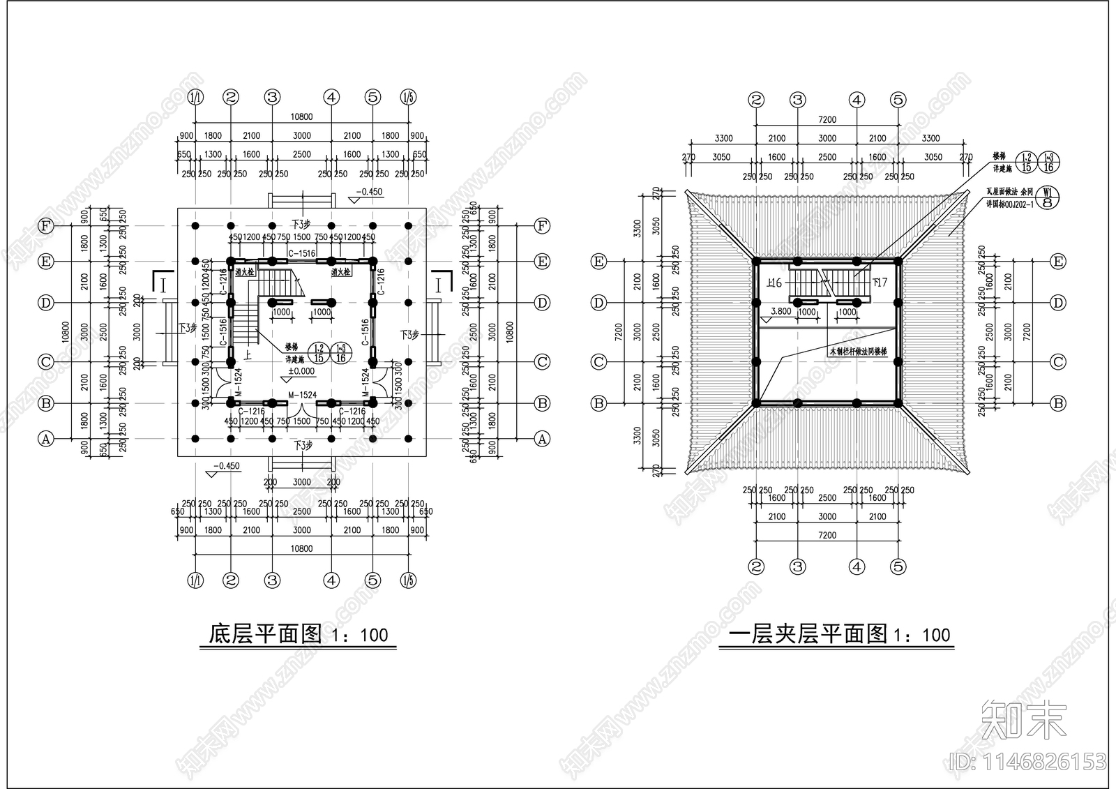 天一阁塔建建筑cad施工图下载【ID:1146826153】