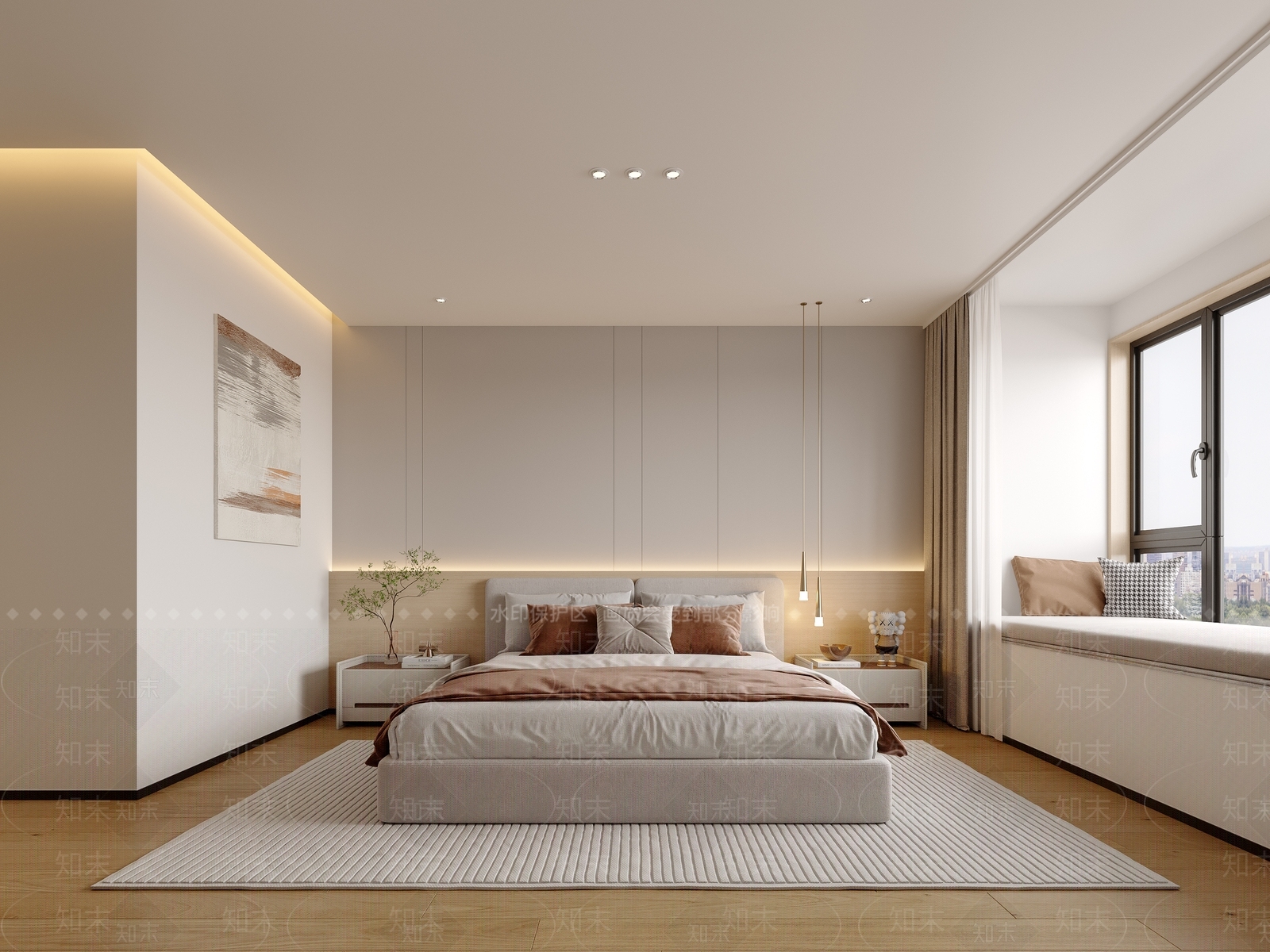 现代简约卧室3D模型下载【ID:1146931860】