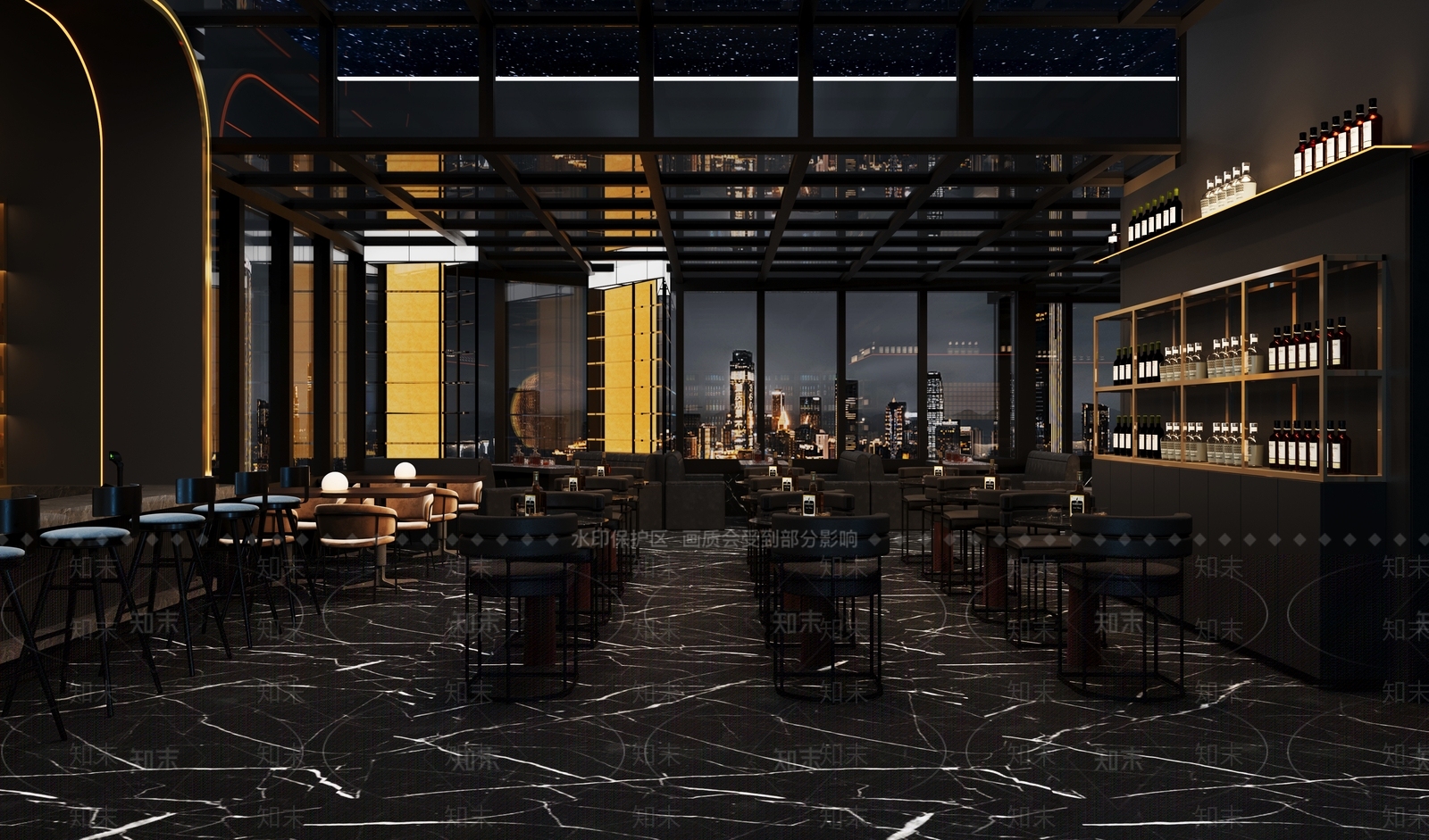 现代工业风威士忌吧酒吧3D模型下载【ID:1146832397】