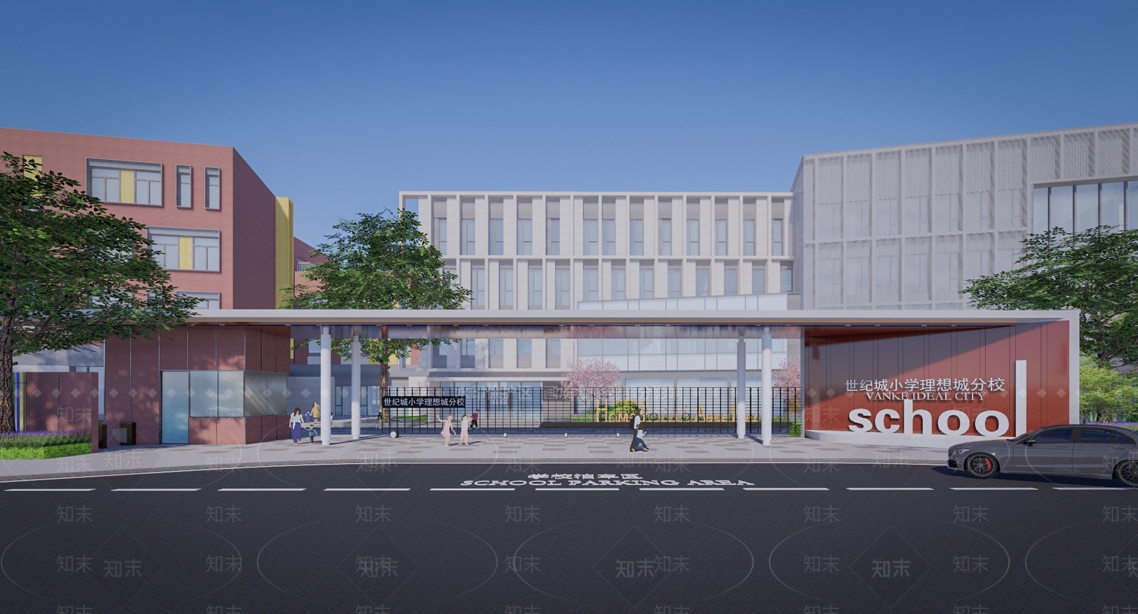 现代风格学校入口大门SU模型下载【ID:1146832898】