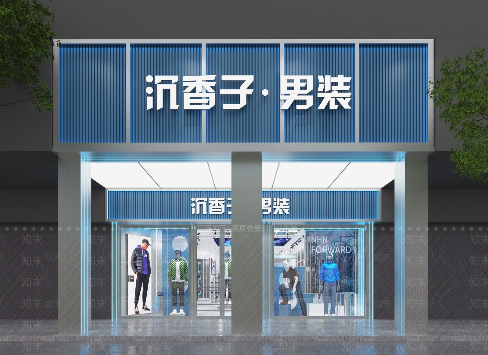现代服装店门头门面下载3D模型下载【ID:1146835555】