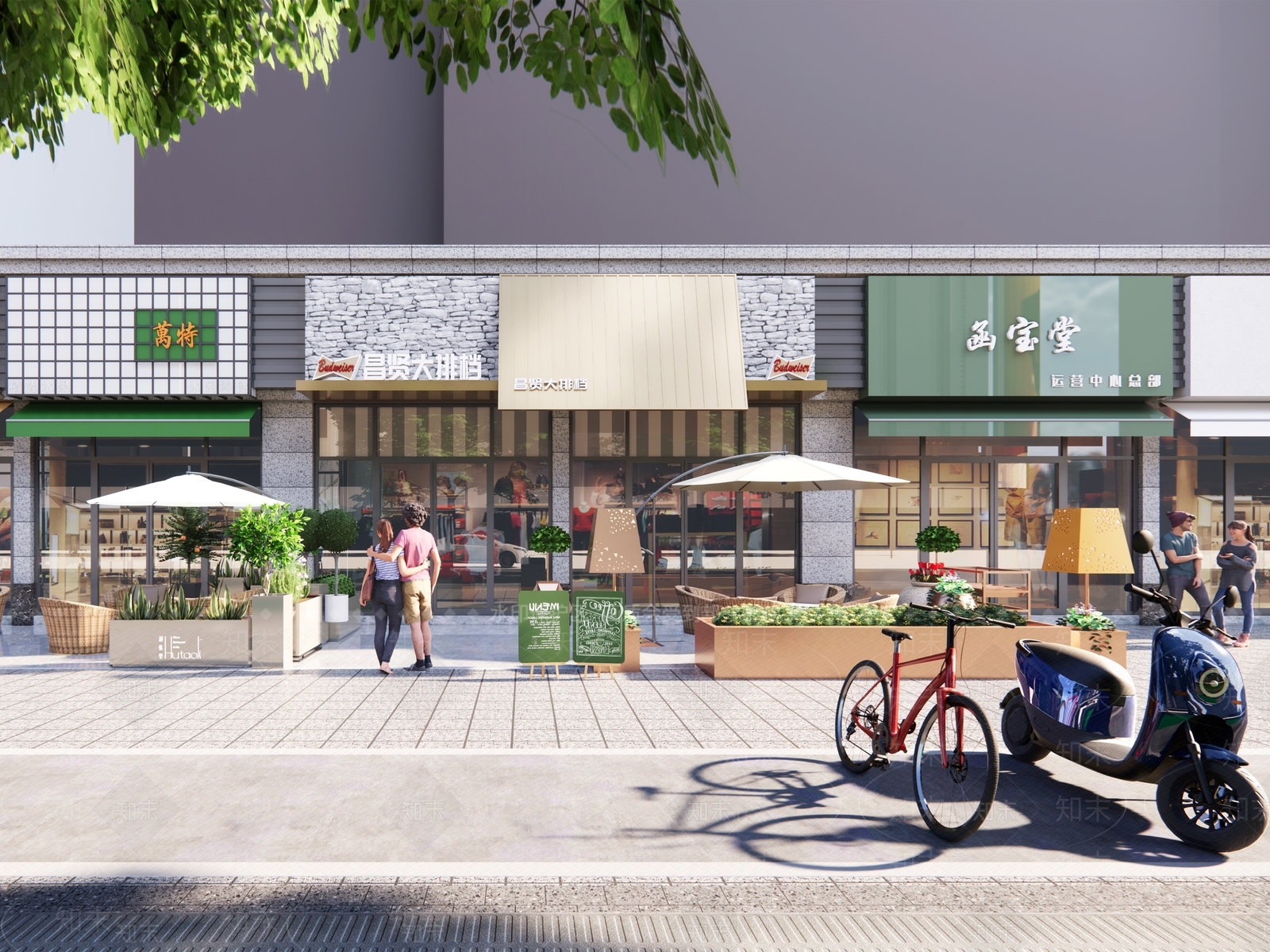 现代风格沿街商业街SU模型下载【ID:1146838091】