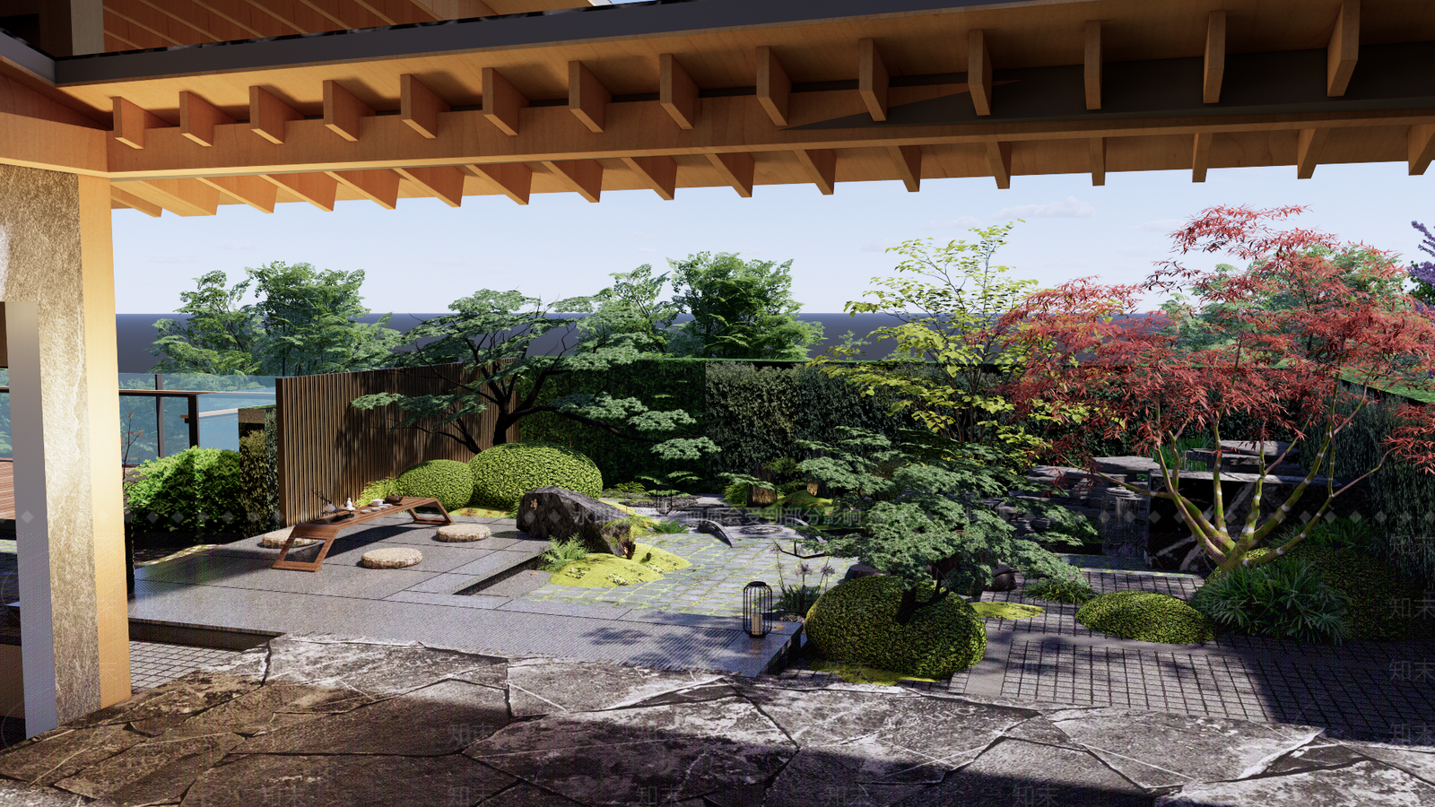 新中式乡村庭院景观SU模型下载【ID:1146838625】