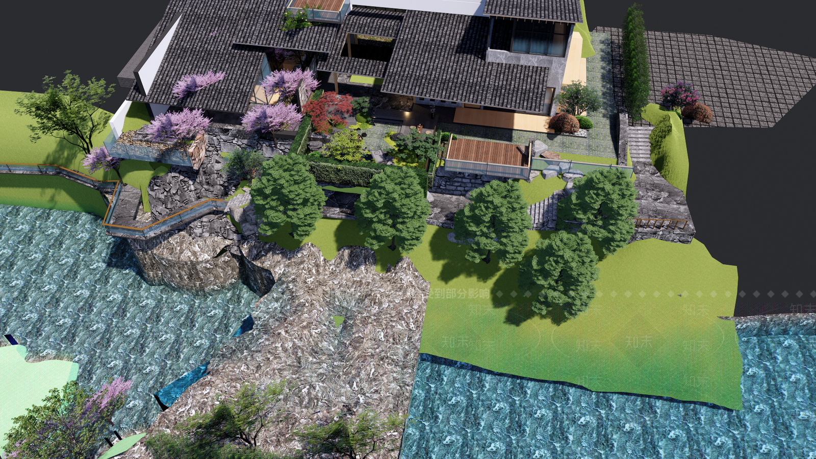 新中式乡村庭院景观SU模型下载【ID:1146838625】