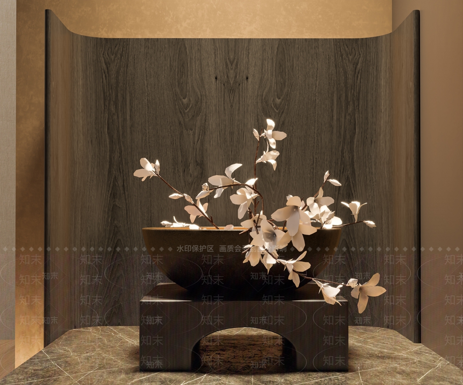 新中式盆栽花3D模型下载【ID:1146840783】