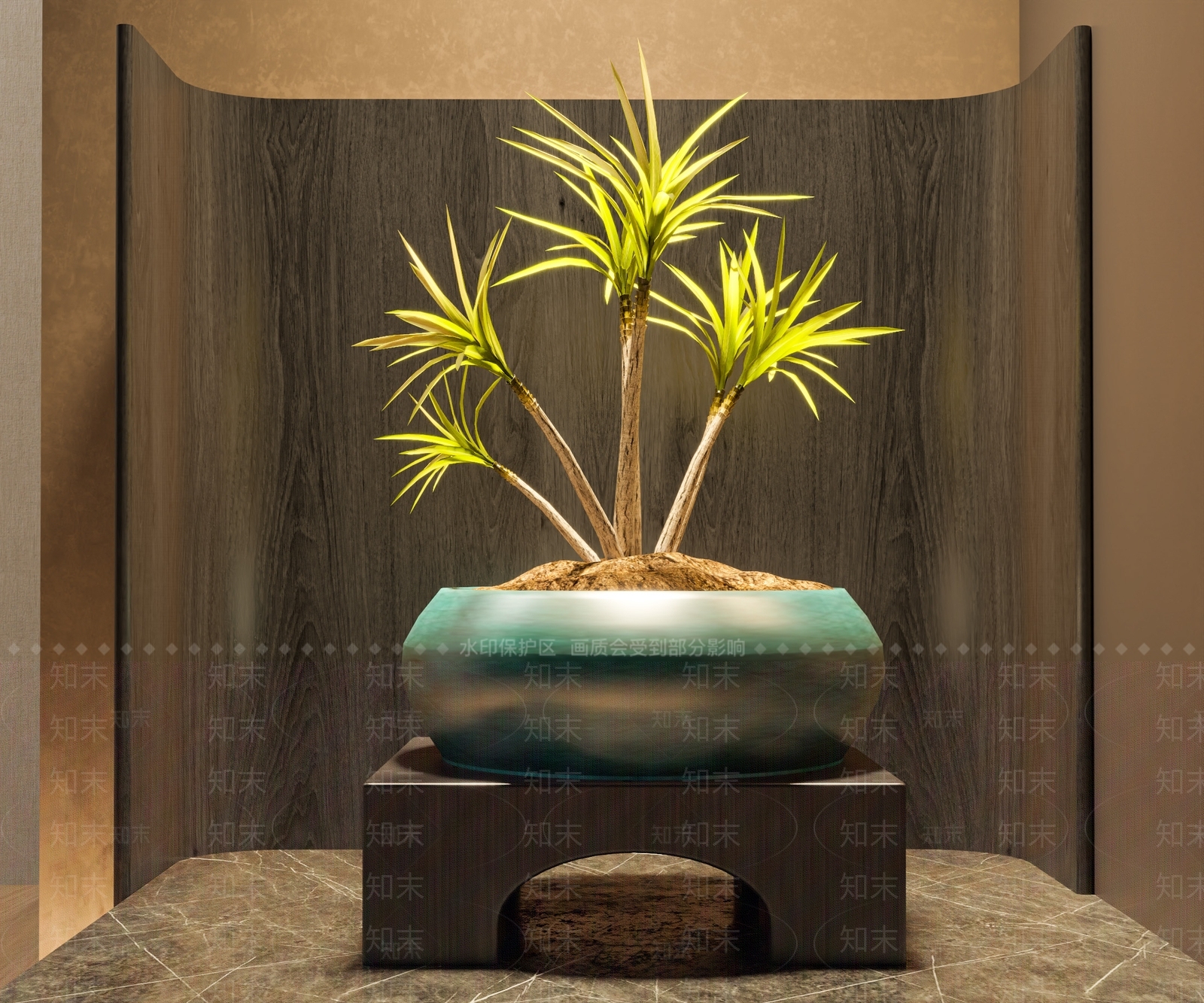 新中式盆栽花3D模型下载【ID:1146840846】