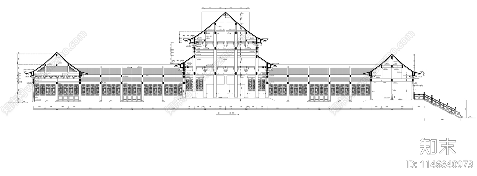 罗汉堂建筑图cad施工图下载【ID:1146840973】