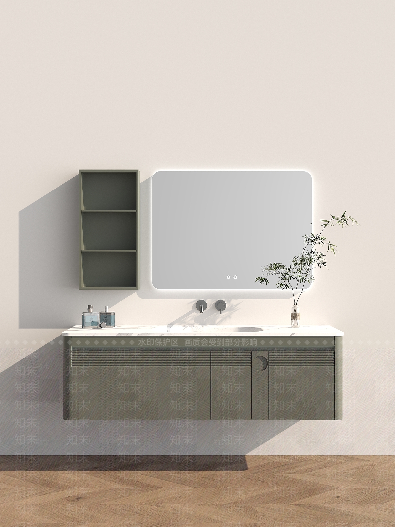 现代浴室柜墨绿色3D模型下载【ID:1146841057】