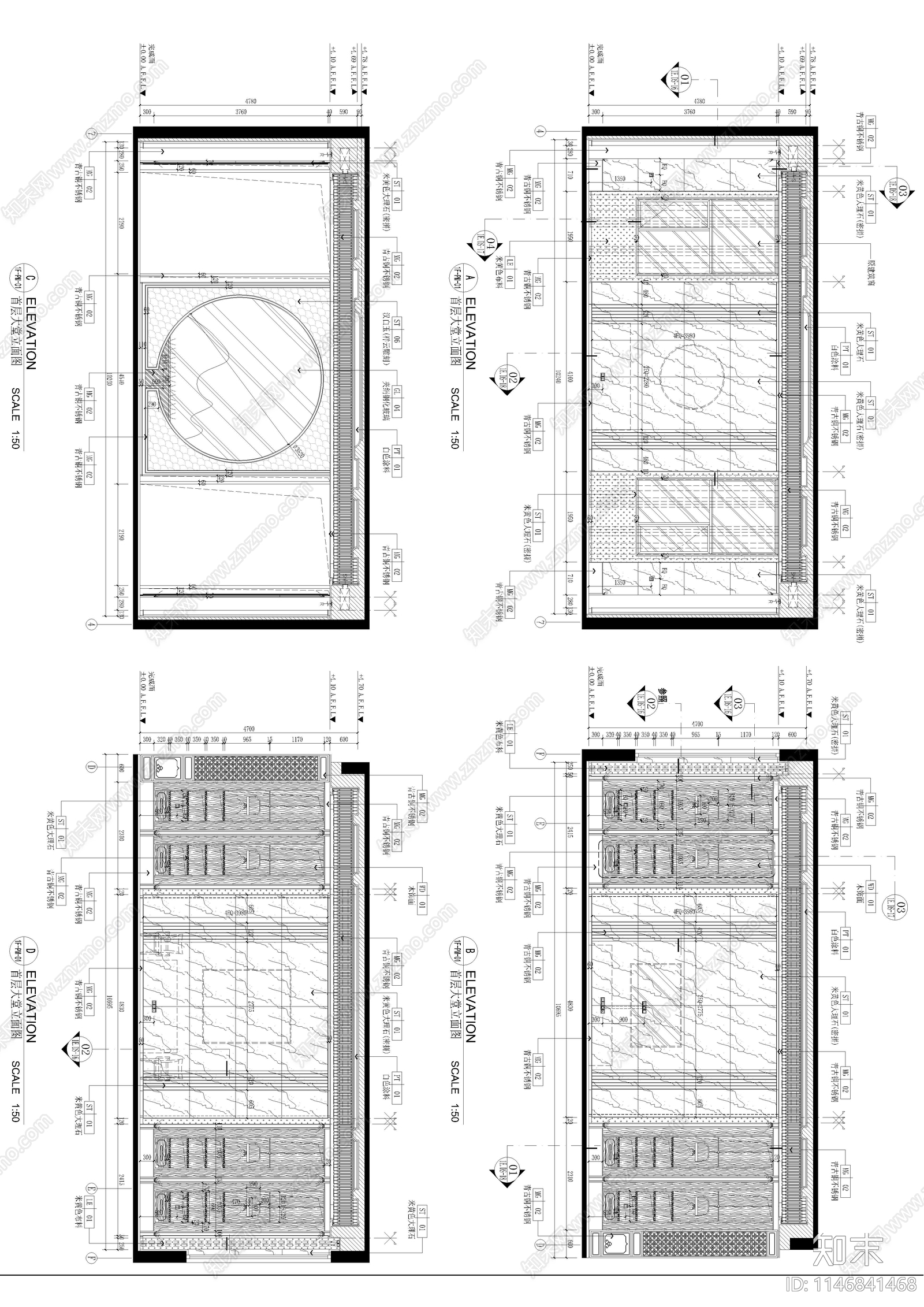 新中式五层私人别墅室内cad施工图下载【ID:1146841468】