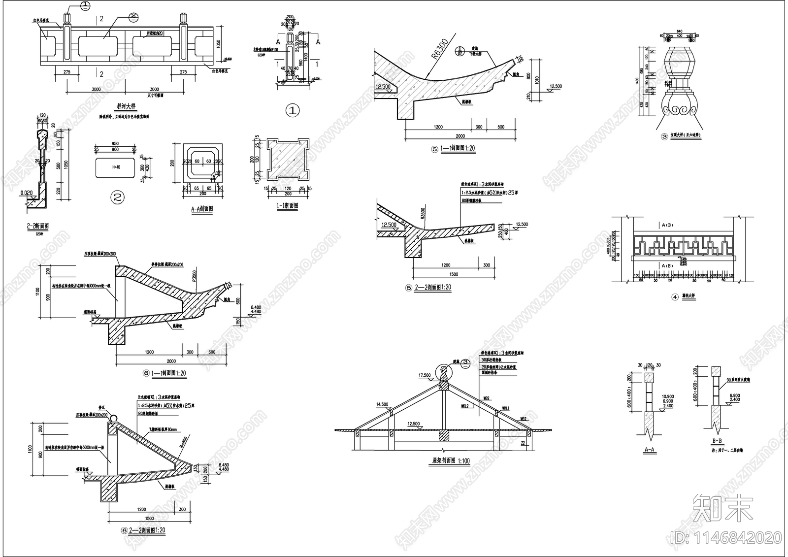 三层古建建筑cad施工图下载【ID:1146842020】