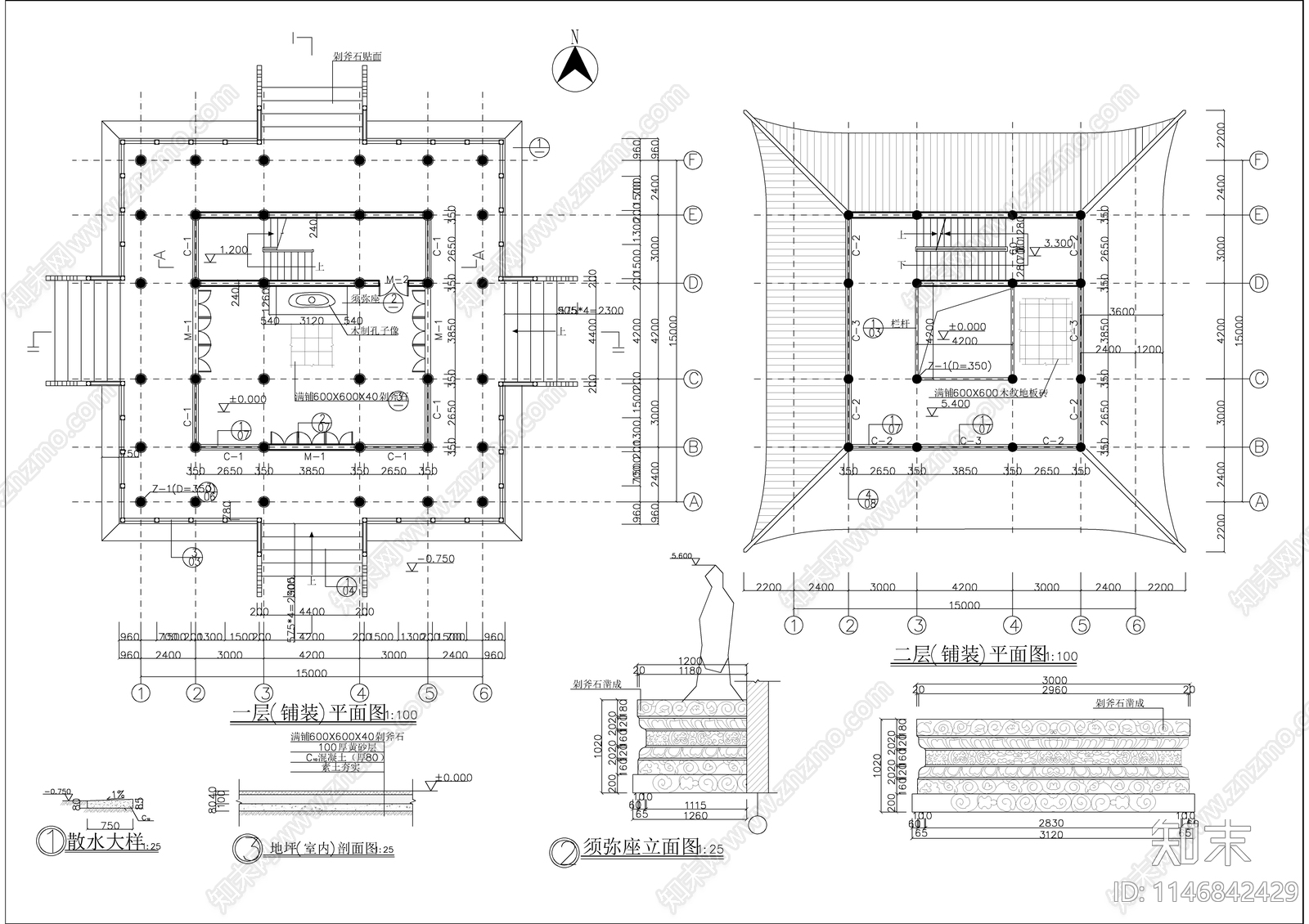 文昌阁古建筑cad施工图下载【ID:1146842429】