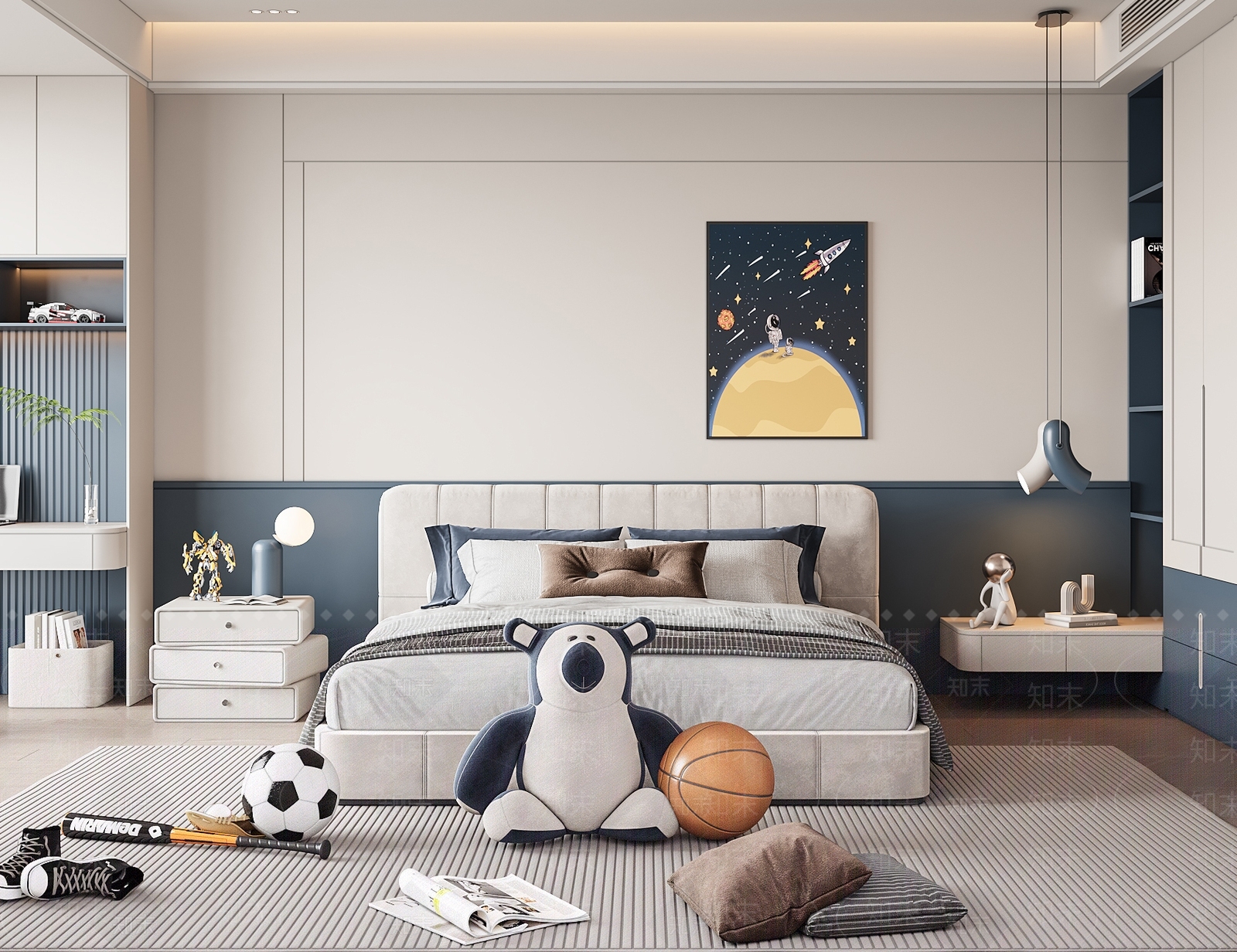 现代男孩儿童房3D模型下载【ID:1146844794】