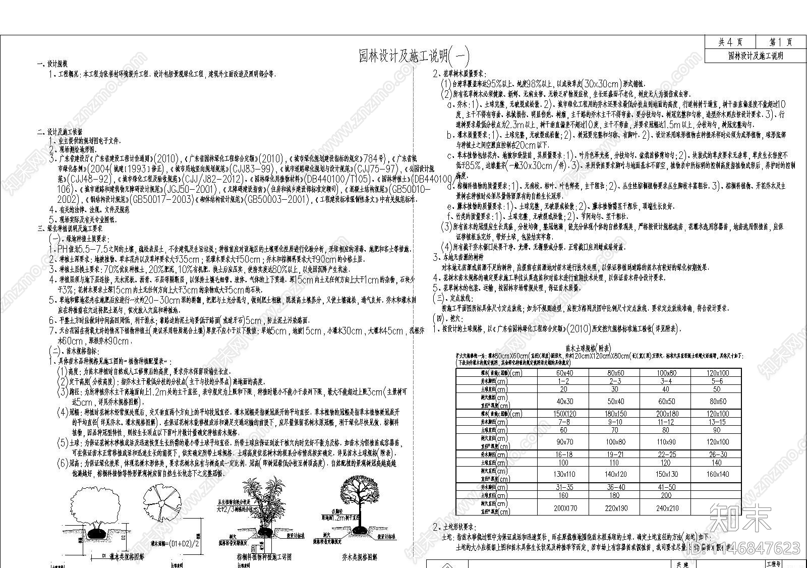 园林景观设计说明施工图下载【ID:1146847623】