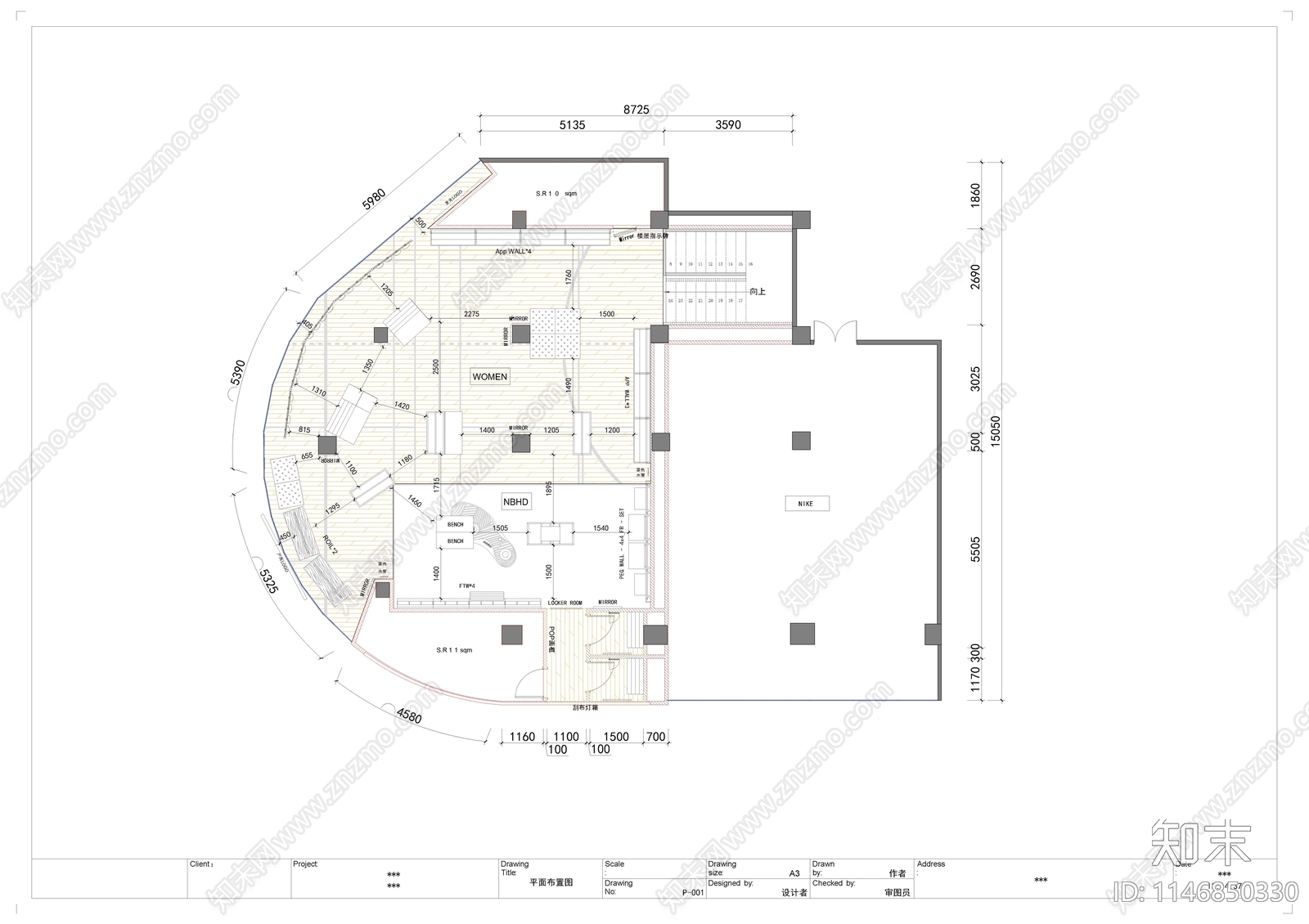 贵港市凤凰街双层运动服装店cad施工图下载【ID:1146850330】