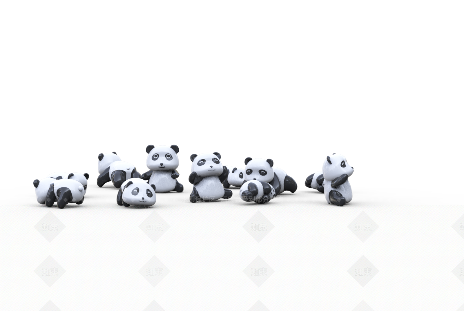 现代熊猫动态雕塑SU模型下载【ID:1146850601】