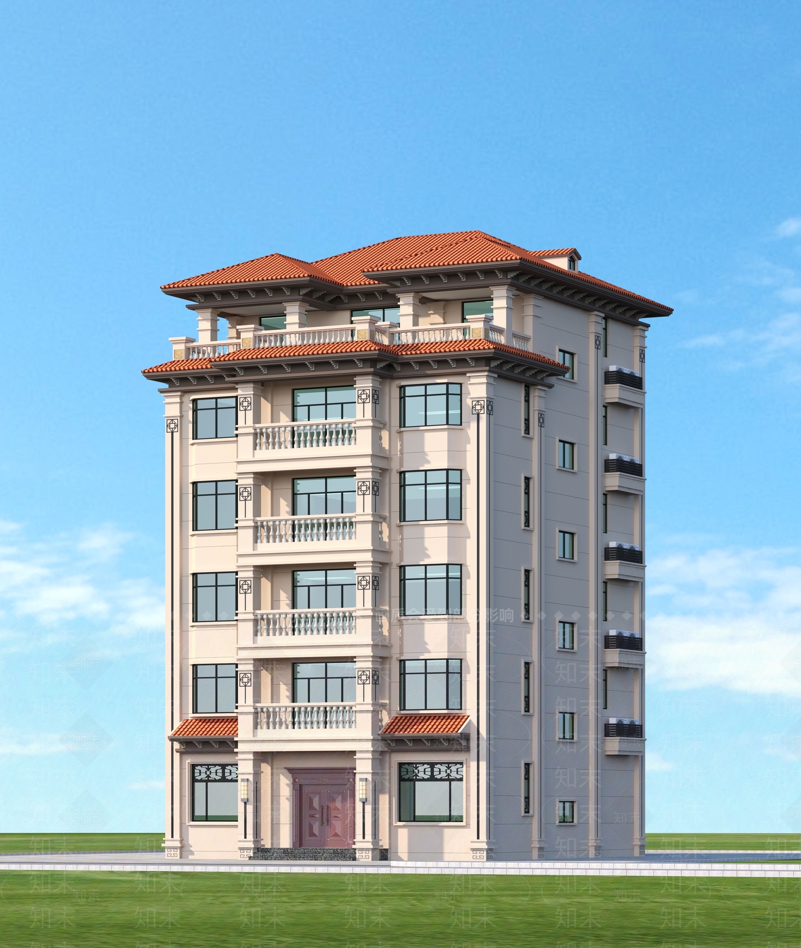 建筑外观改造设计原创透视效果图3D模型下载【ID:1146855547】