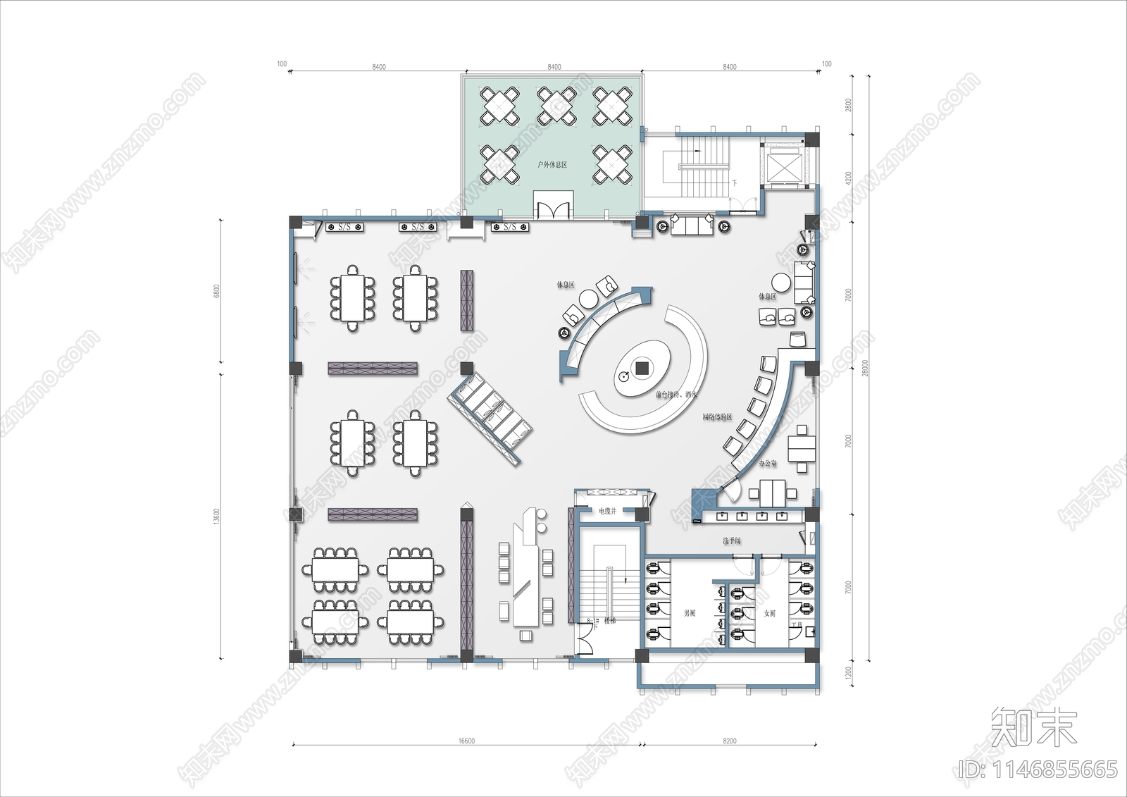 700㎡书吧图书馆平面施工图下载【ID:1146855665】