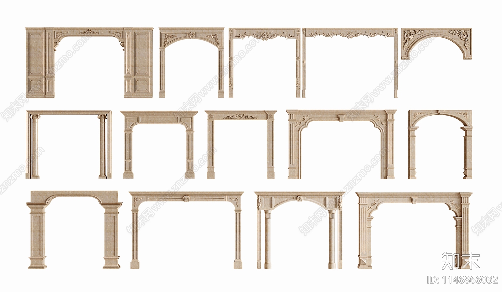 欧式古典门套垭口3D模型下载【ID:1146866032】