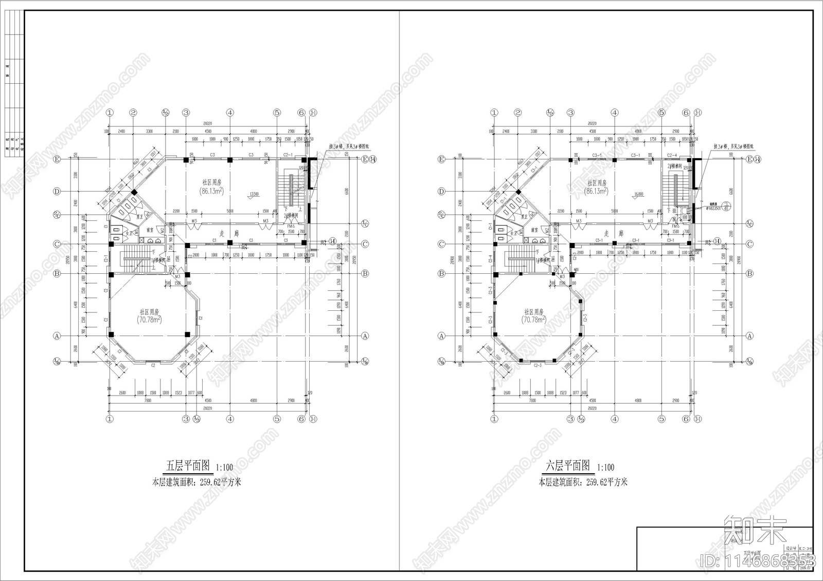 欧式现代小区用房建筑cad施工图下载【ID:1146868353】