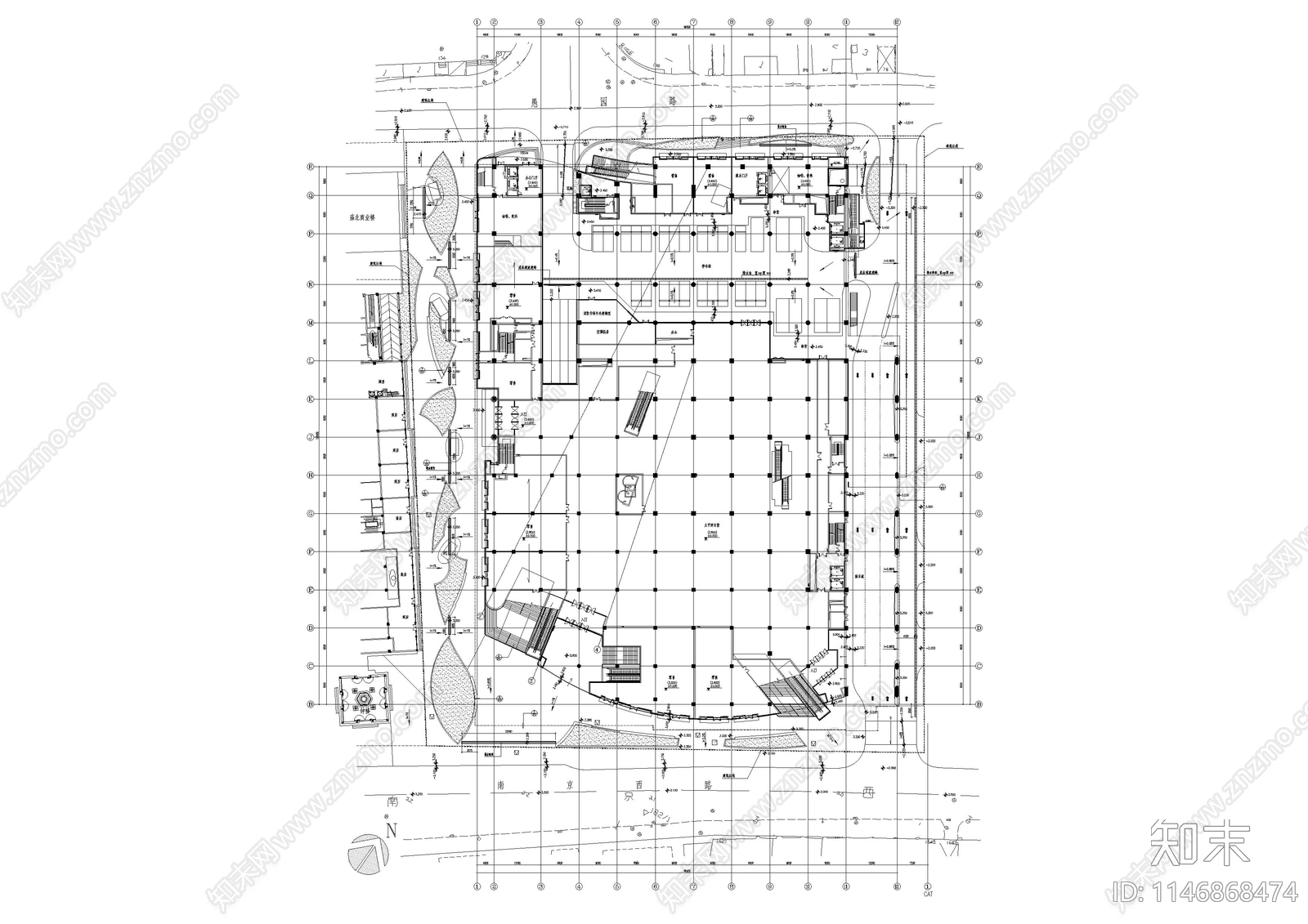 九层大型商场建筑cad施工图下载【ID:1146868474】