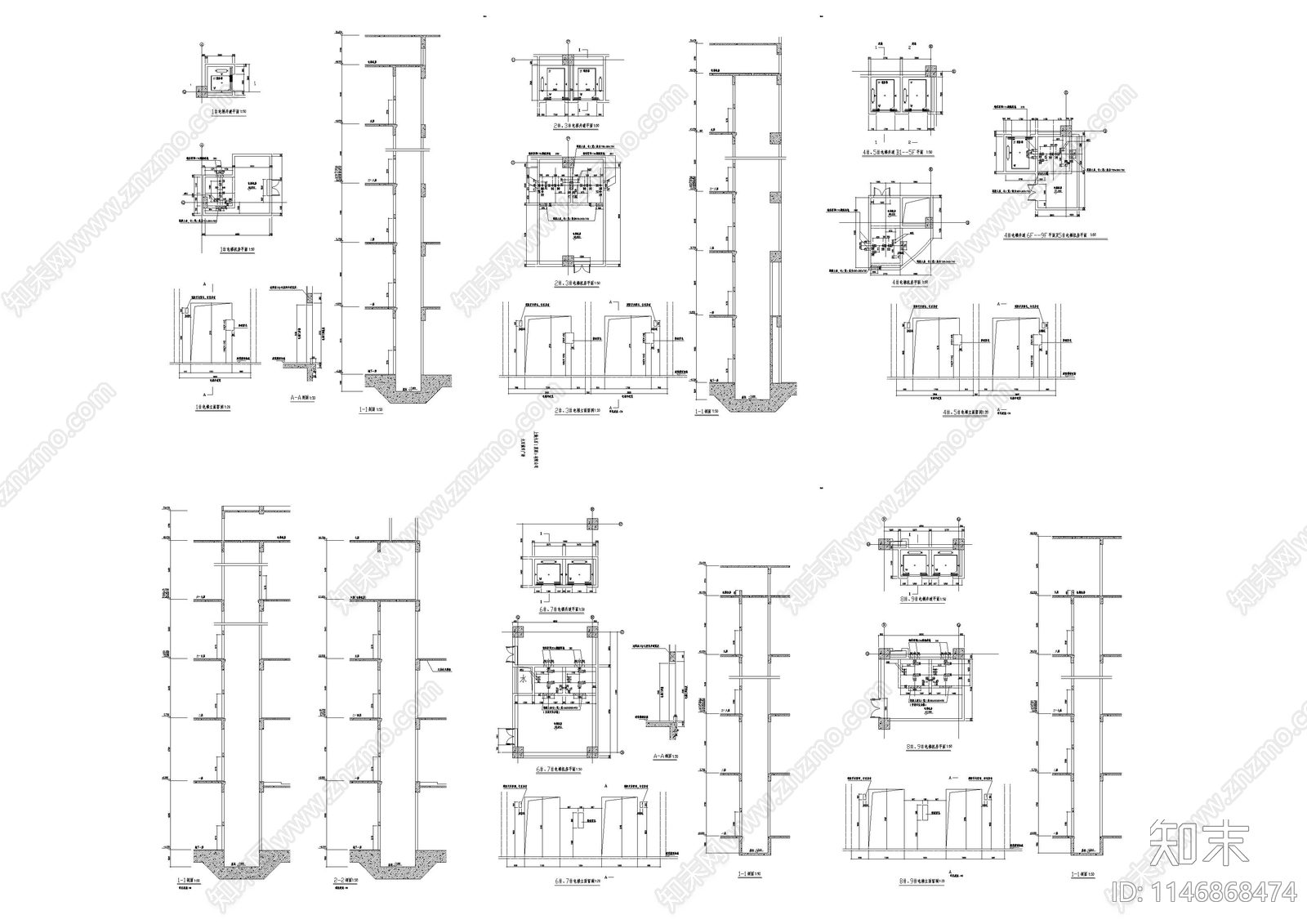 九层大型商场建筑cad施工图下载【ID:1146868474】