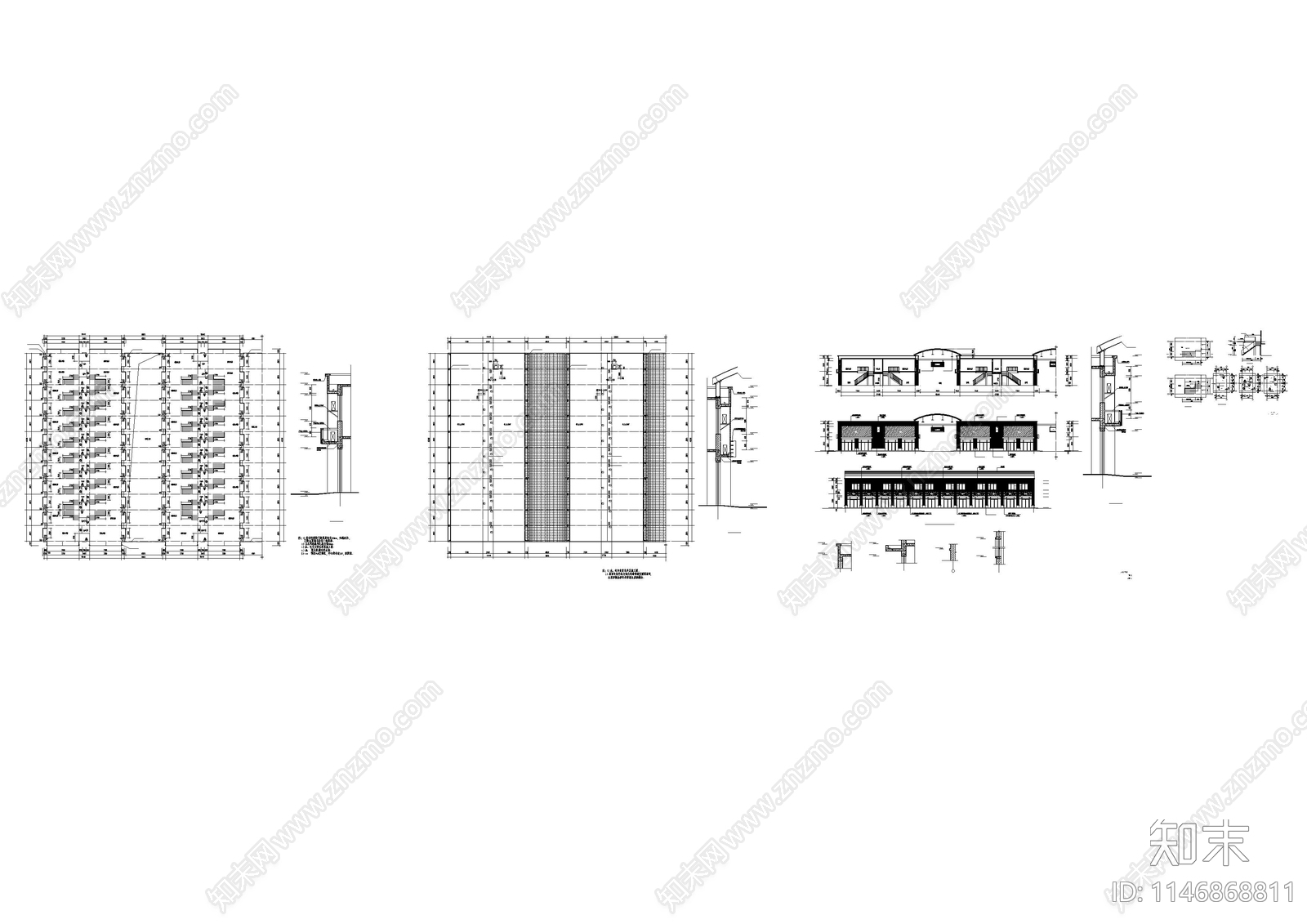 武汉某食品市场一期商铺建筑cad施工图下载【ID:1146868811】