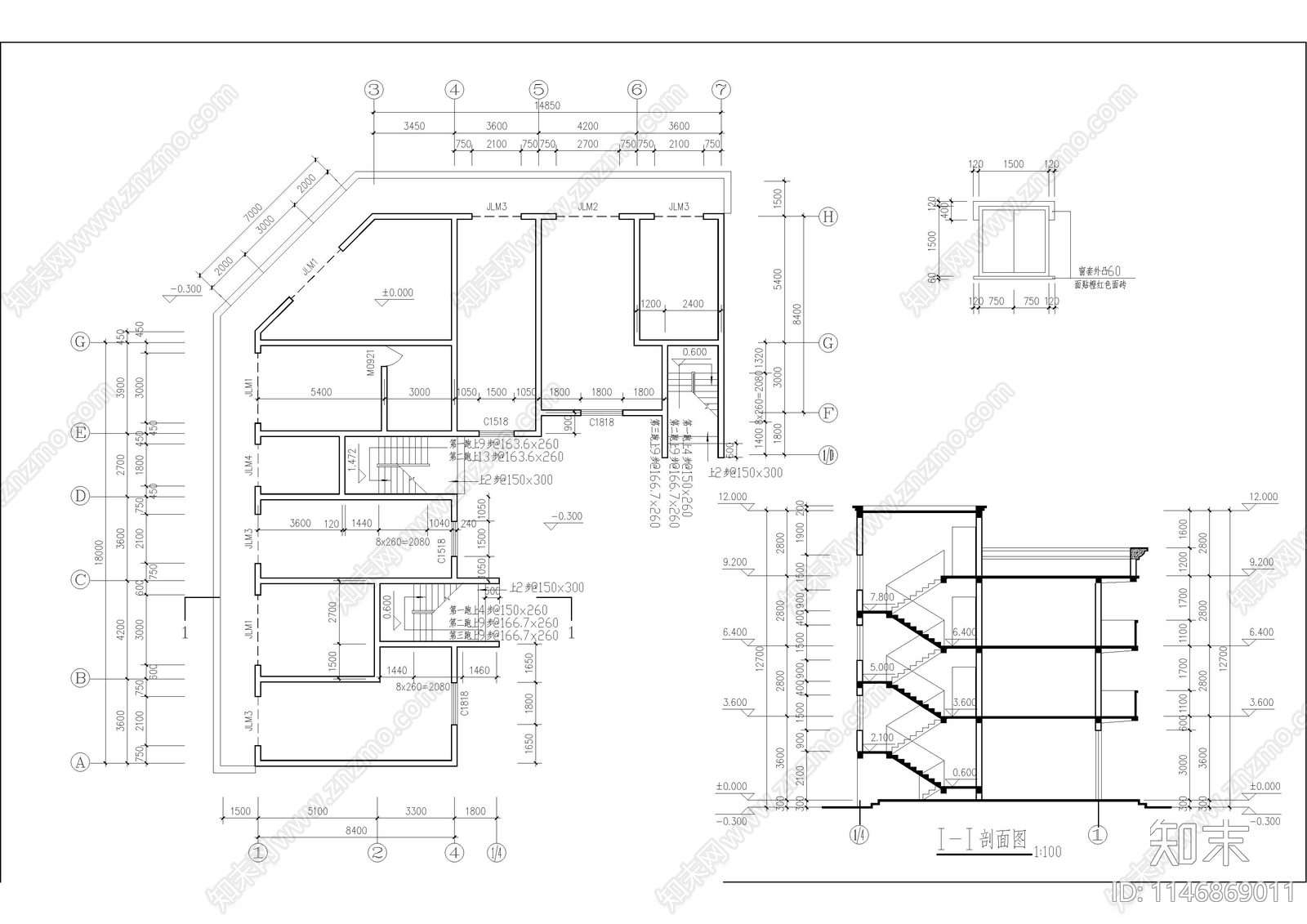 四层商贸市场建筑cad施工图下载【ID:1146869011】