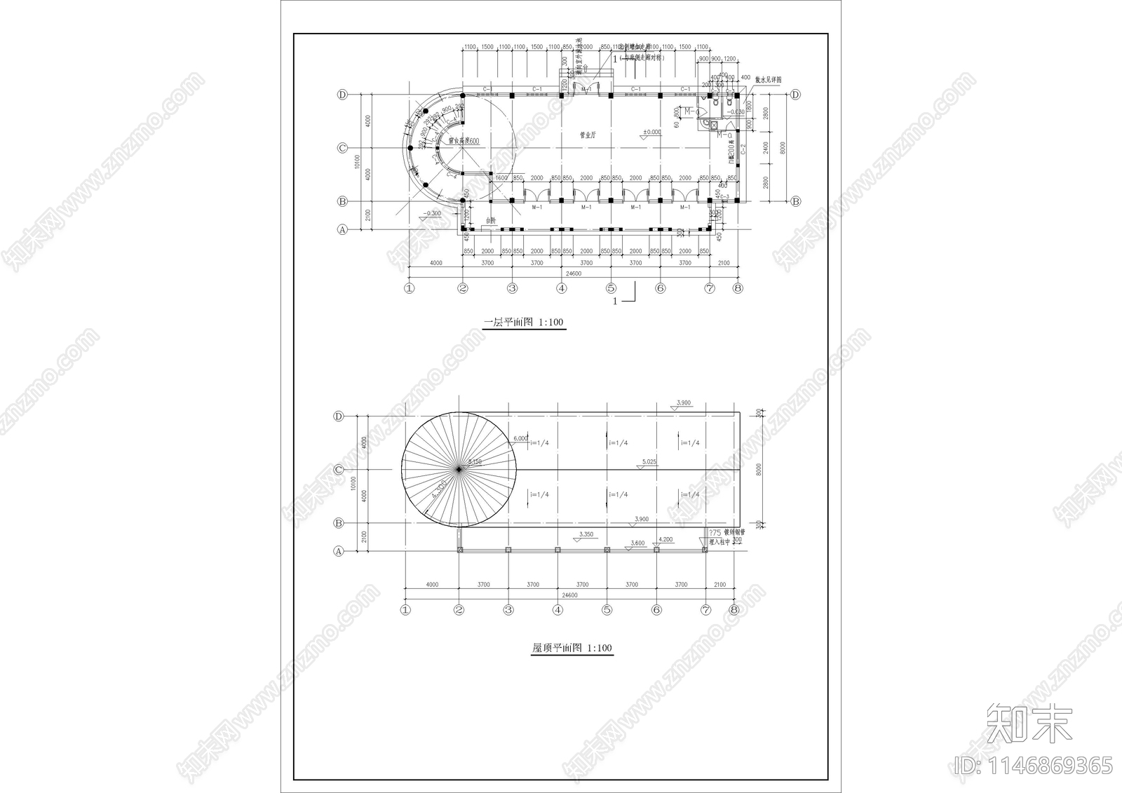 二层西班牙风格售楼处局部建筑cad施工图下载【ID:1146869365】