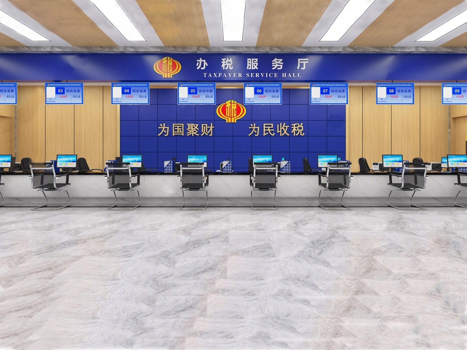 现代自助窗口税务服务中心SU模型下载【ID:1146870694】