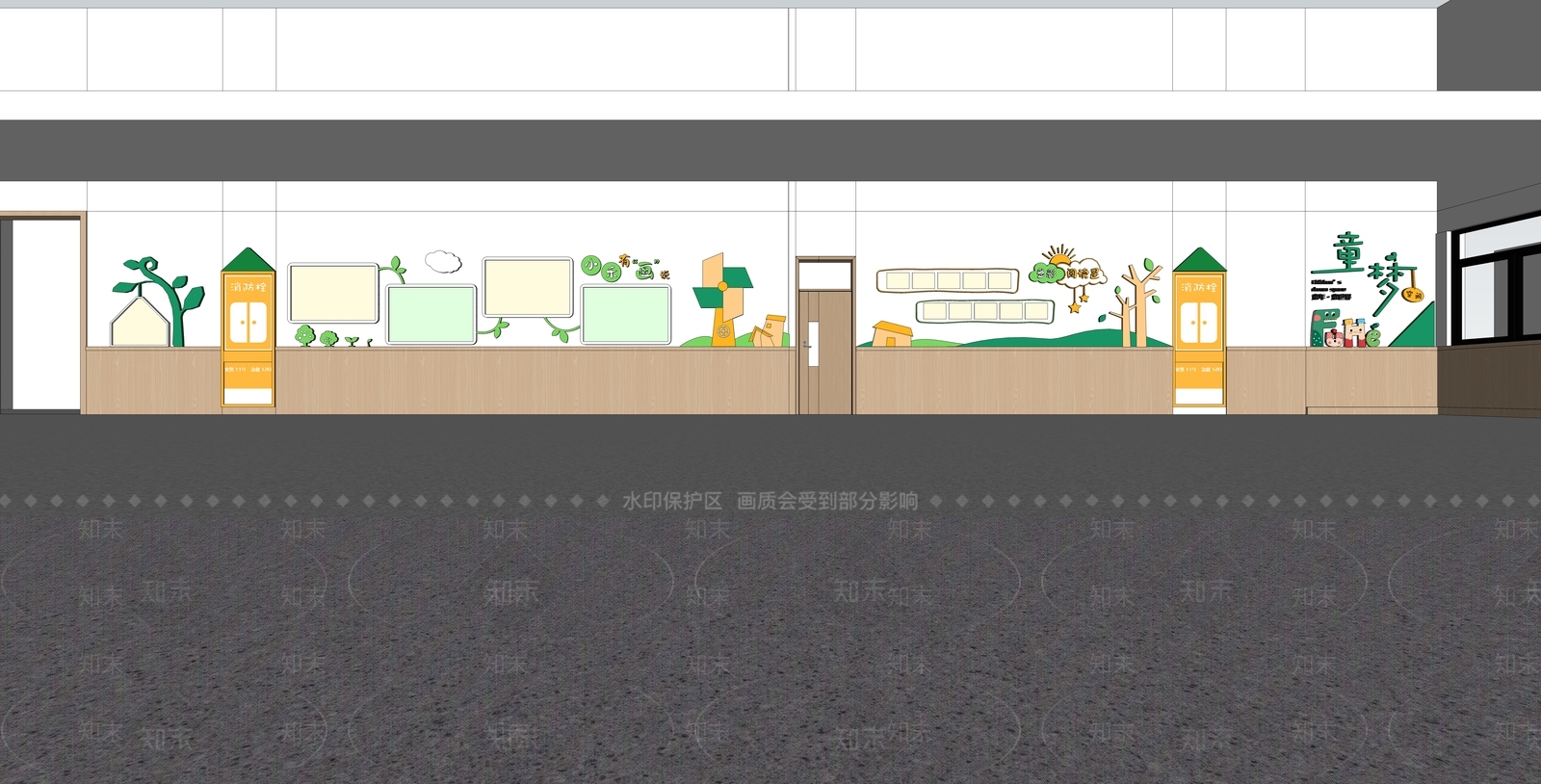 现代幼儿园走廊SU模型下载【ID:1146872557】