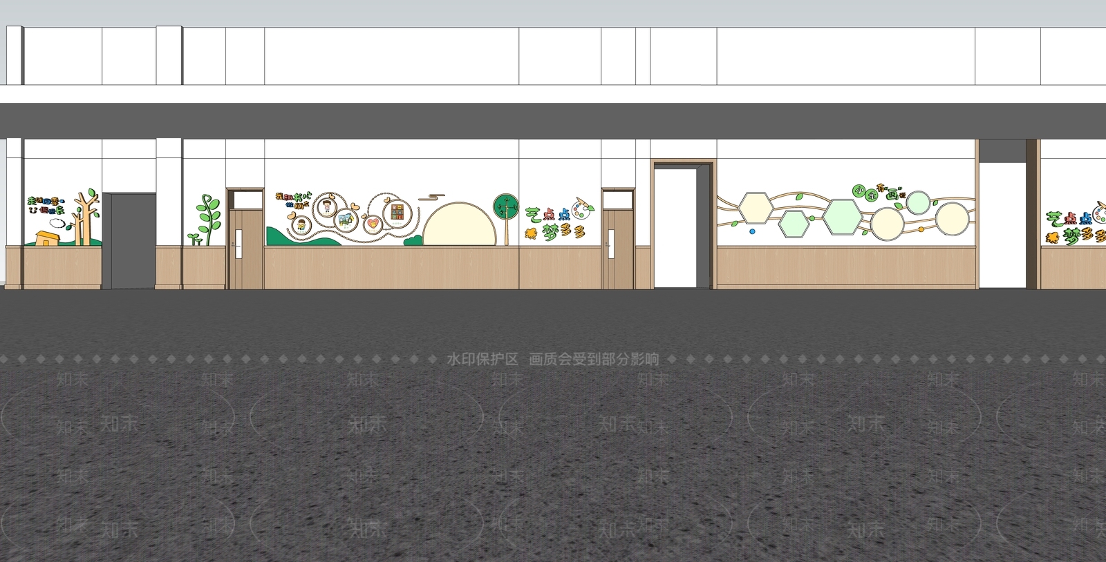 现代幼儿园走廊SU模型下载【ID:1146872637】