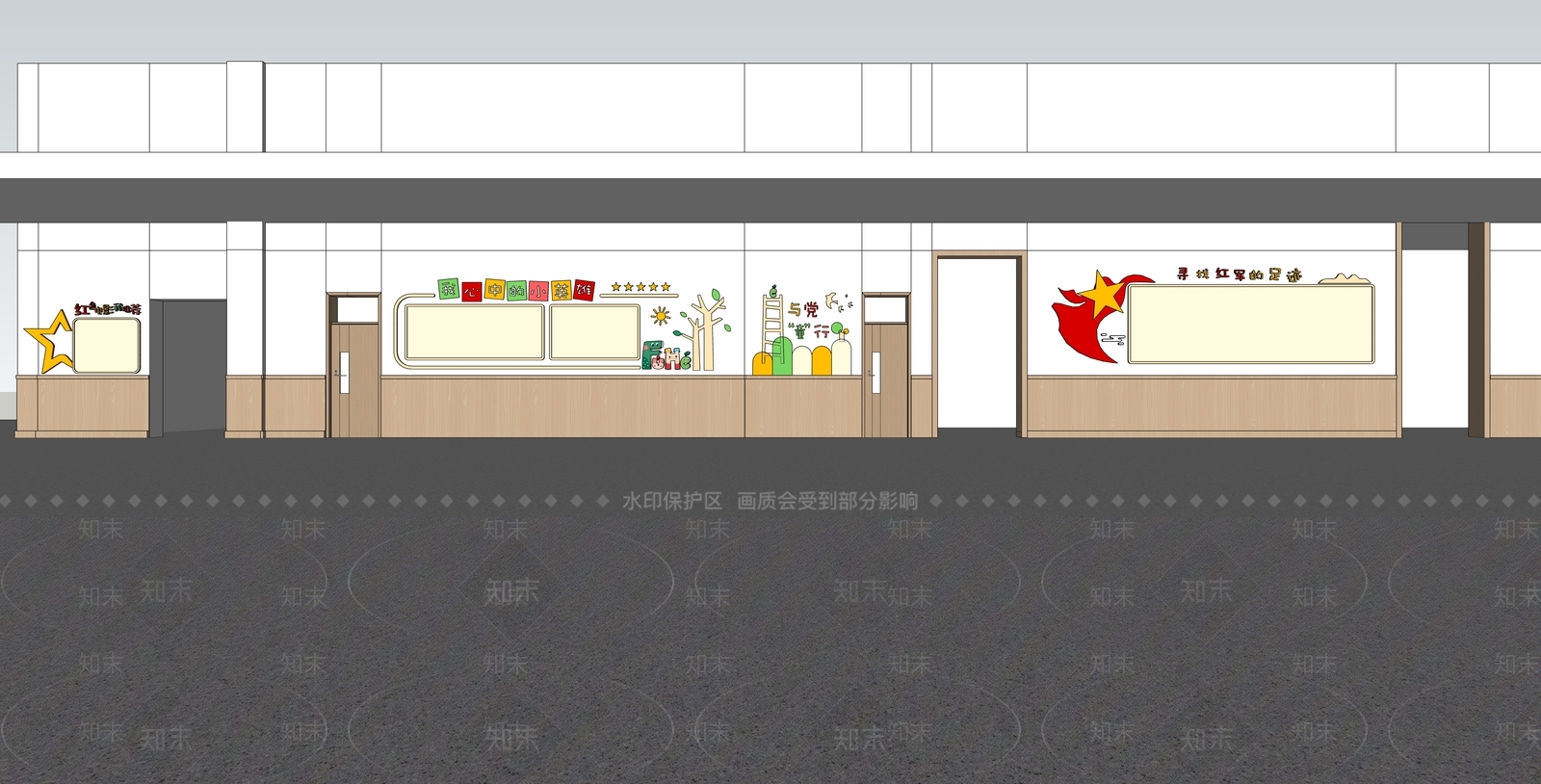 现代幼儿园走廊SU模型下载【ID:1146872933】