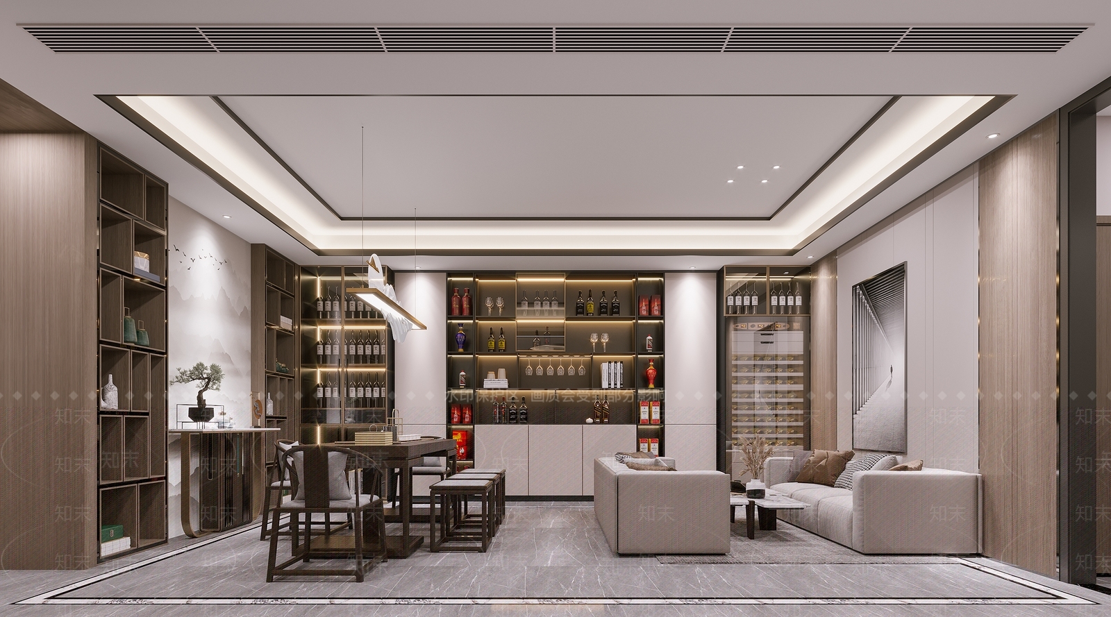 现代玄关现代餐厅现代品茶区3D模型下载【ID:1147088253】