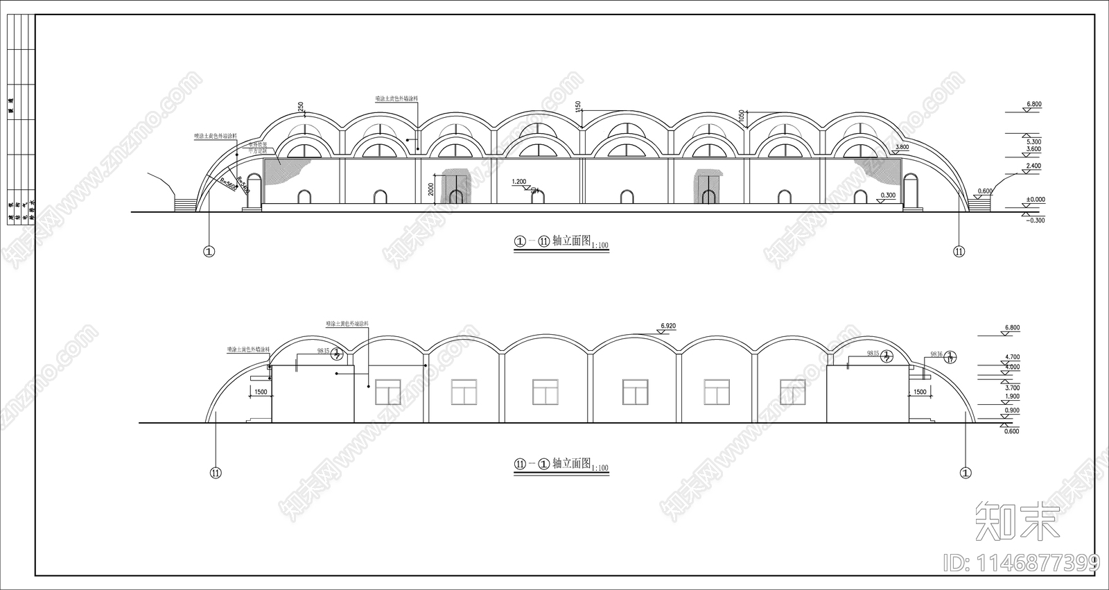 某山地动物园狮馆建筑cad施工图下载【ID:1146877399】